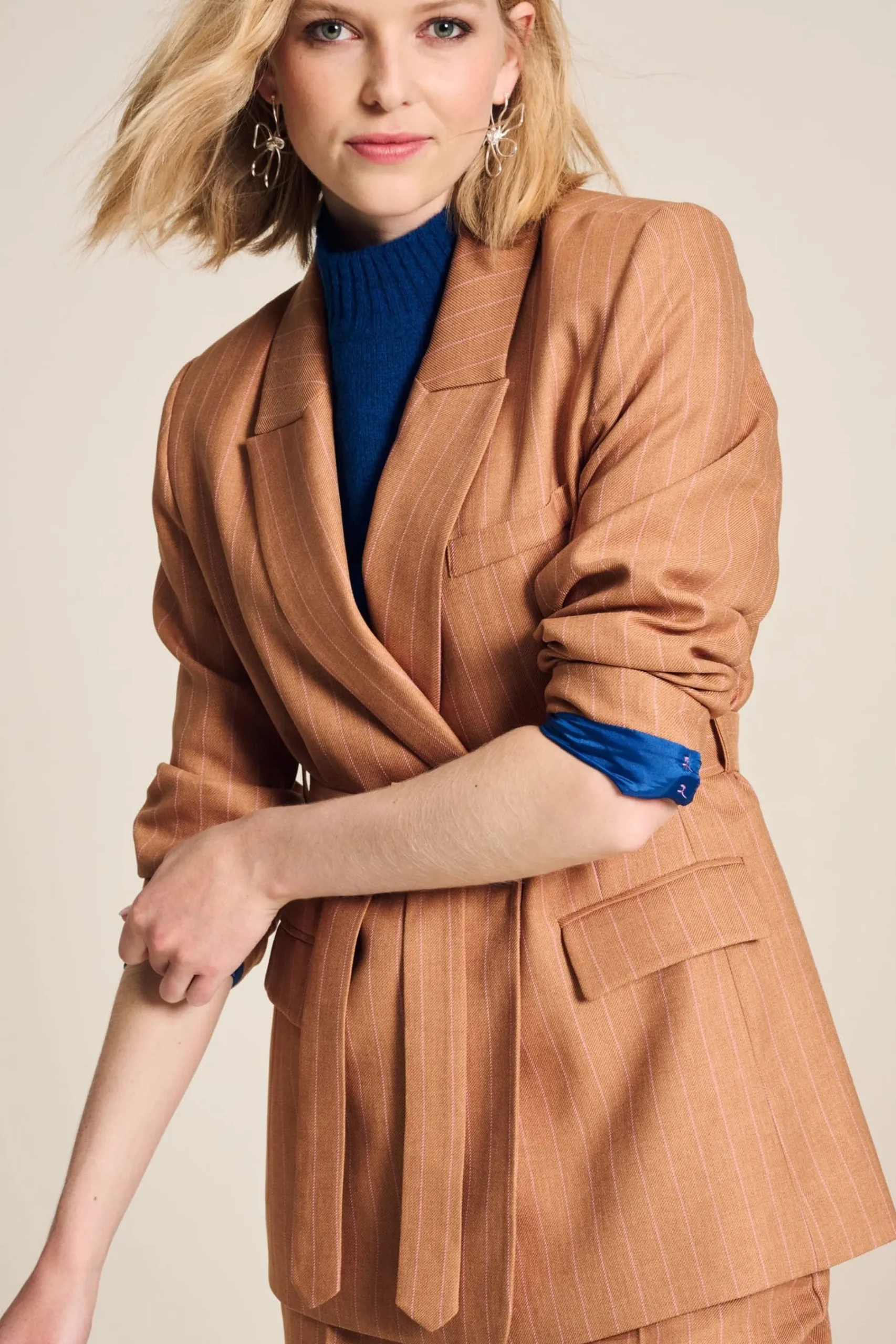 Co-Ords|Suits>POM Amsterdam BLAZER Striped Sugar Brown