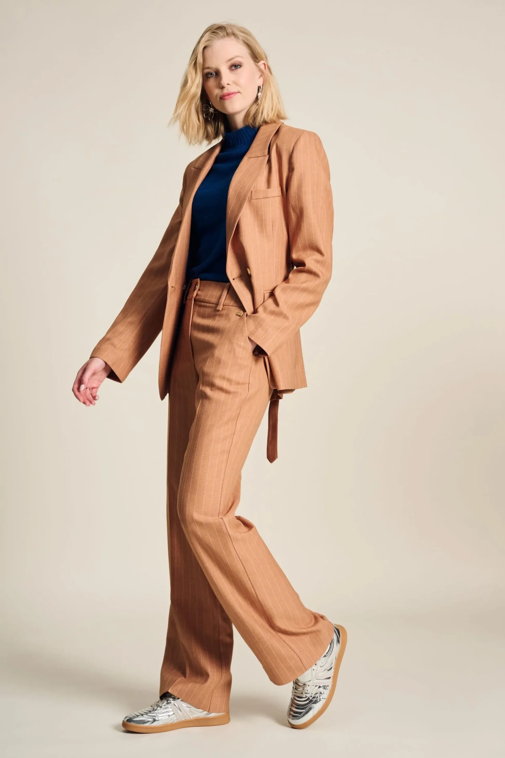 Co-Ords|Suits>POM Amsterdam BLAZER Striped Sugar Brown