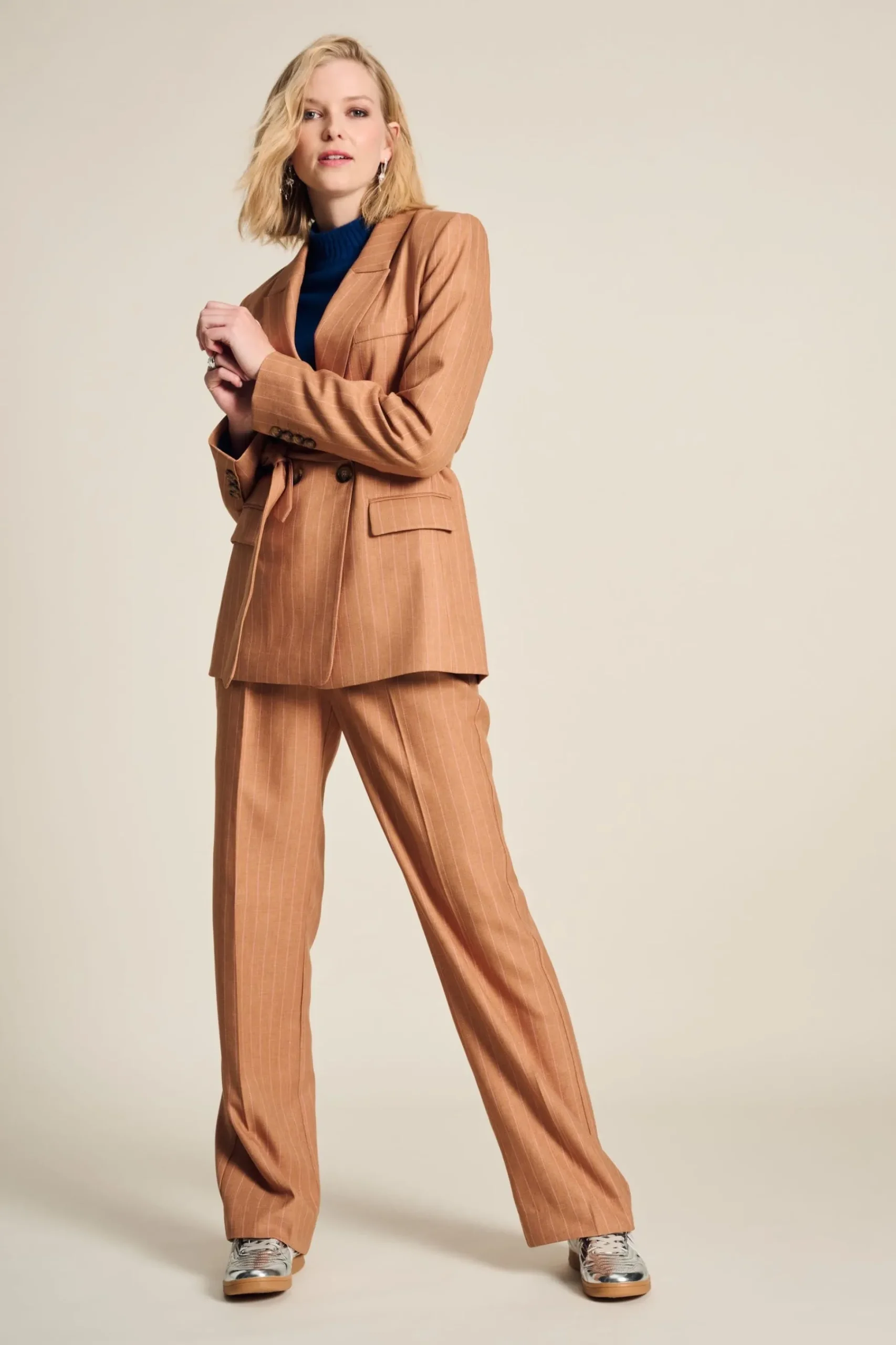 Co-Ords|Suits>POM Amsterdam BLAZER Striped Sugar Brown