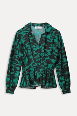 Blouses>POM Amsterdam BLOUSE Camo Teal Green