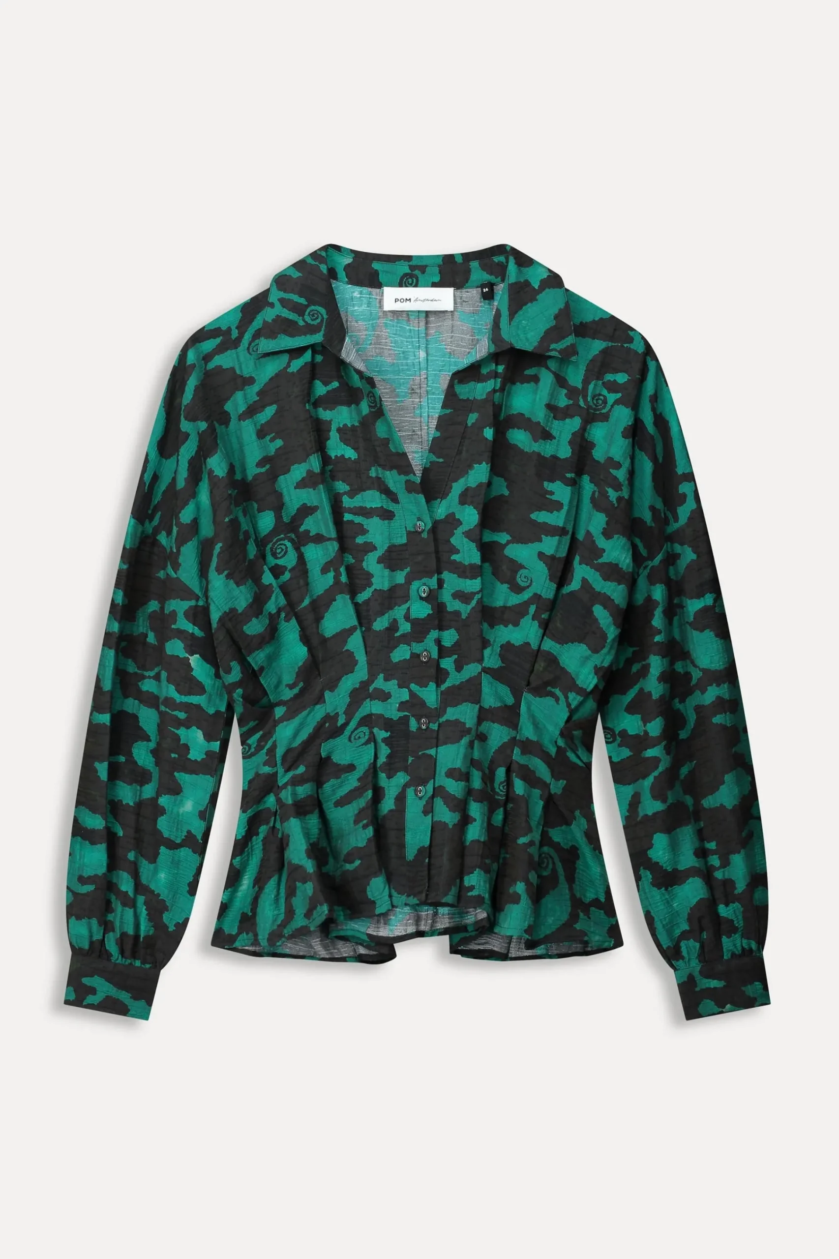 Blouses>POM Amsterdam BLOUSE Camo Teal Green