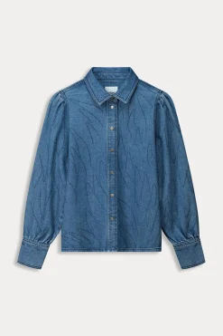 Co-Ords|Blouses>POM Amsterdam BLOUSE Denim Rhinestones
