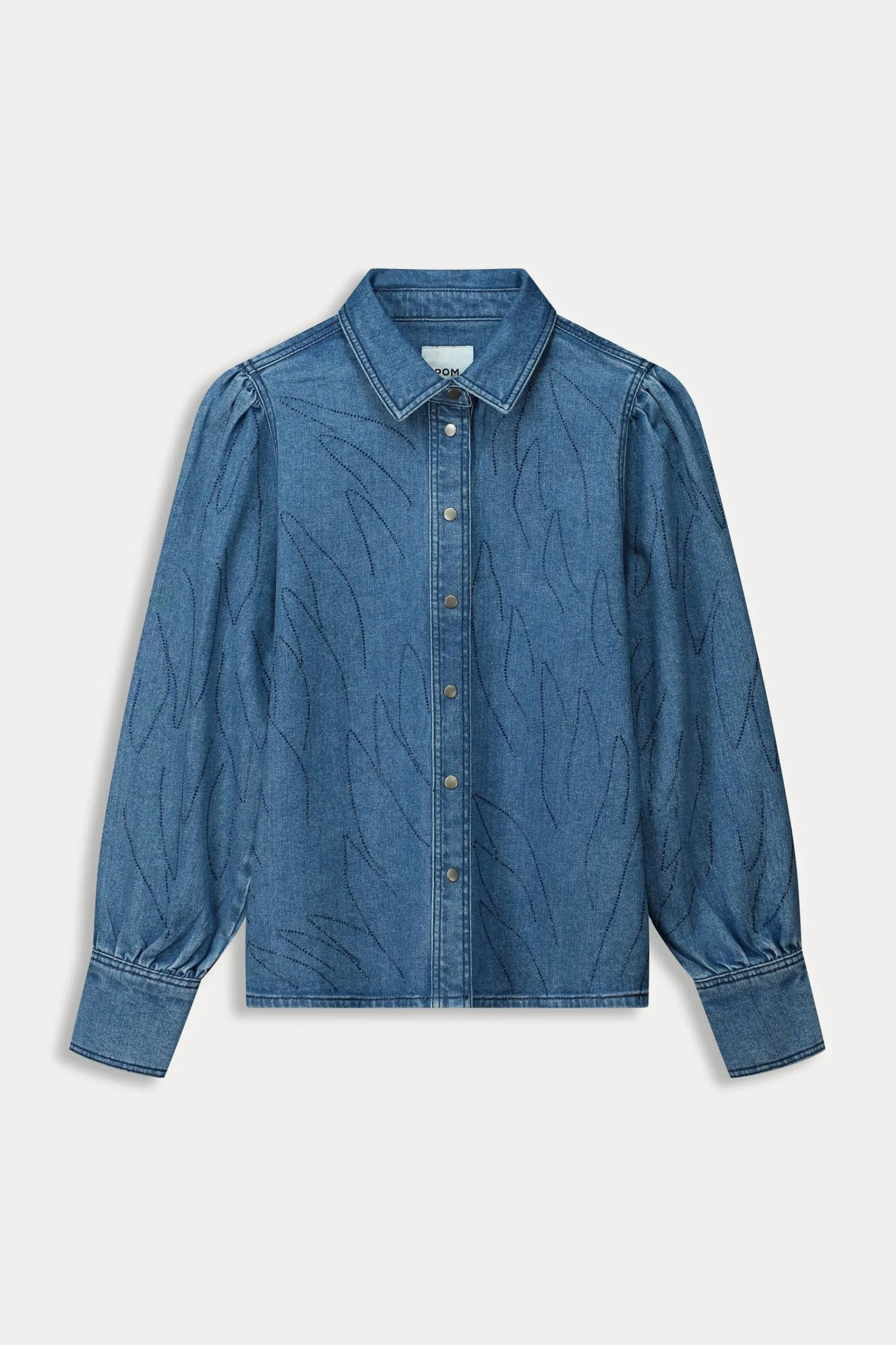 Co-Ords|Blouses>POM Amsterdam BLOUSE Denim Rhinestones