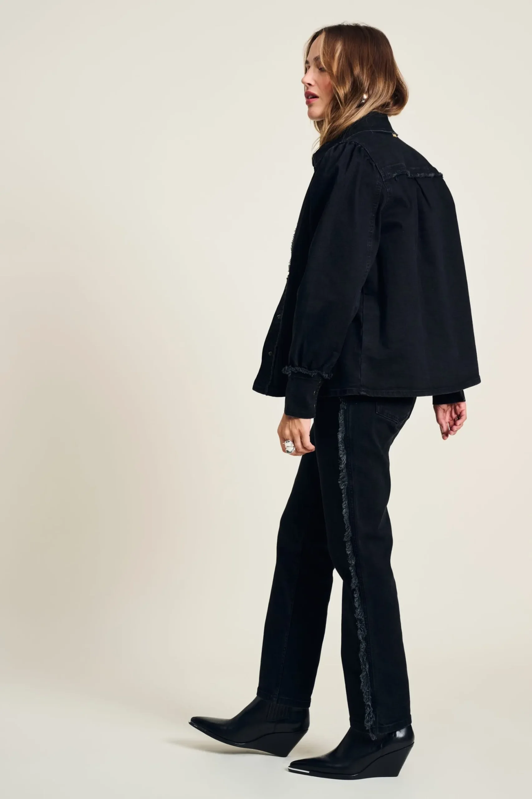 Co-Ords|Blouses>POM Amsterdam BLOUSE Denim Washed Black