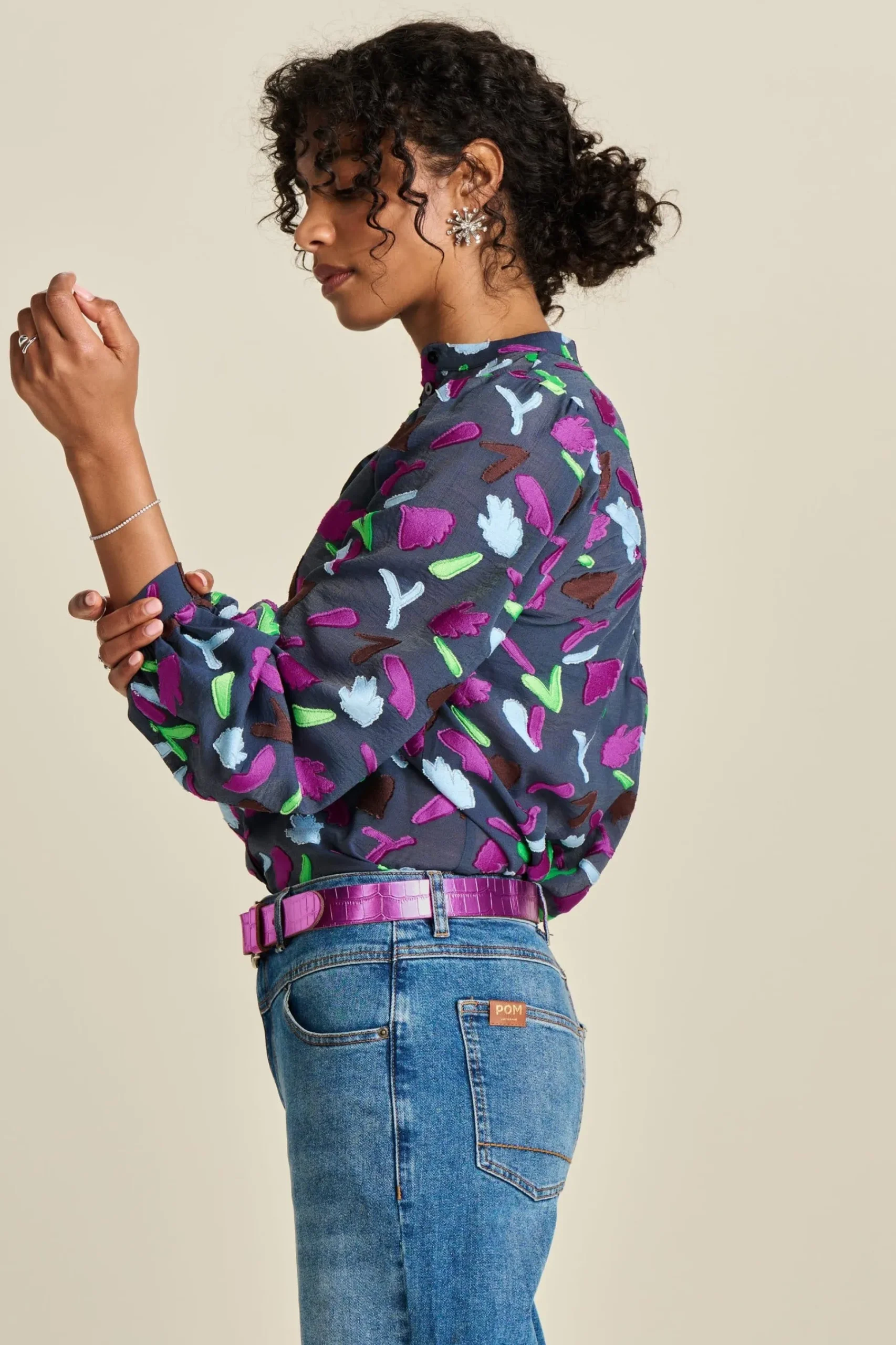 Blouses>POM Amsterdam BLOUSE Featherfest Blue