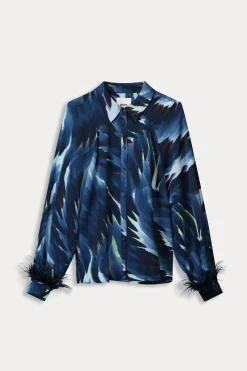 Blouses>POM Amsterdam BLOUSE Feathers Blue