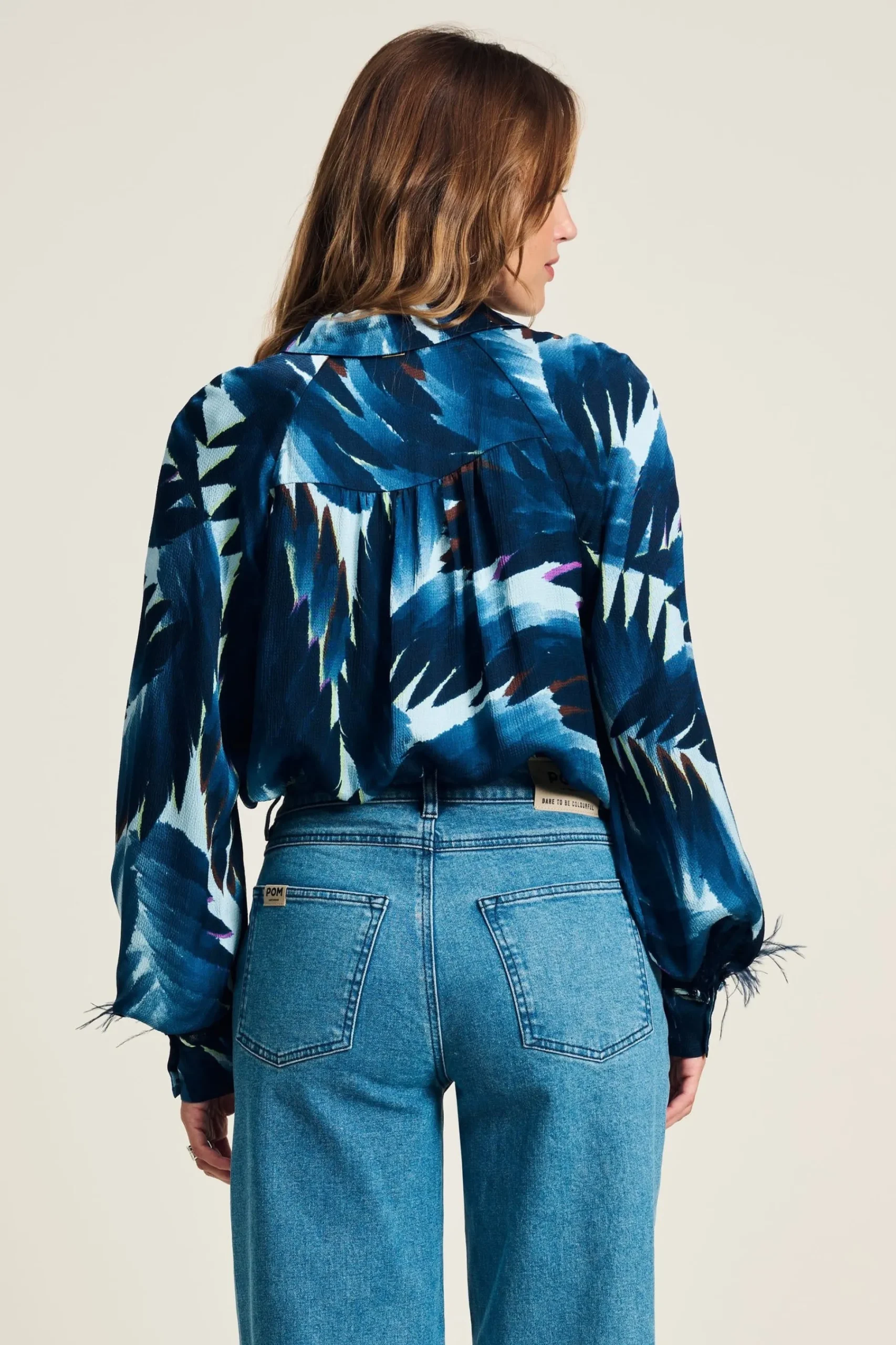 Blouses>POM Amsterdam BLOUSE Feathers Blue