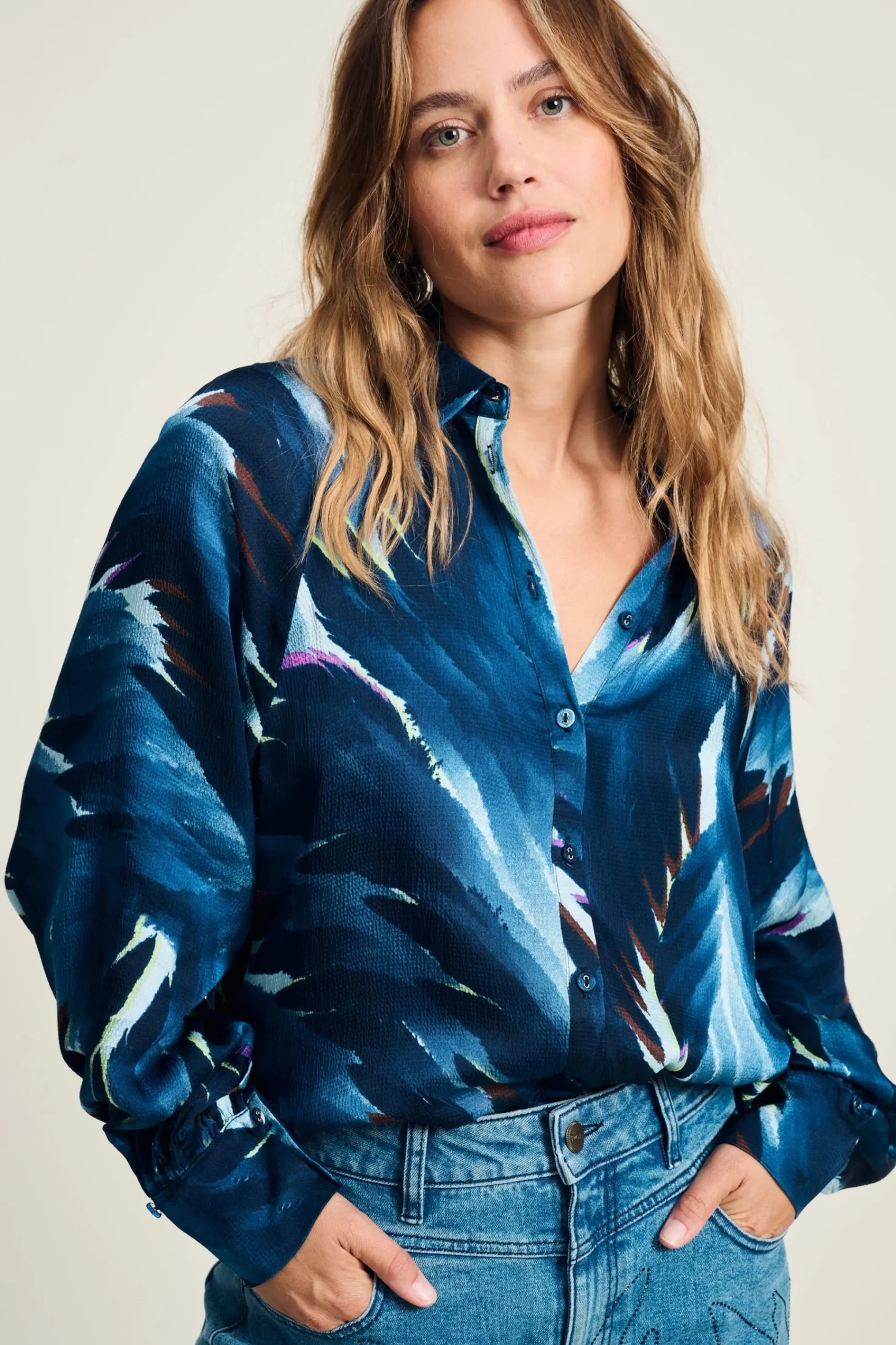 Blouses>POM Amsterdam BLOUSE Feathers Blue