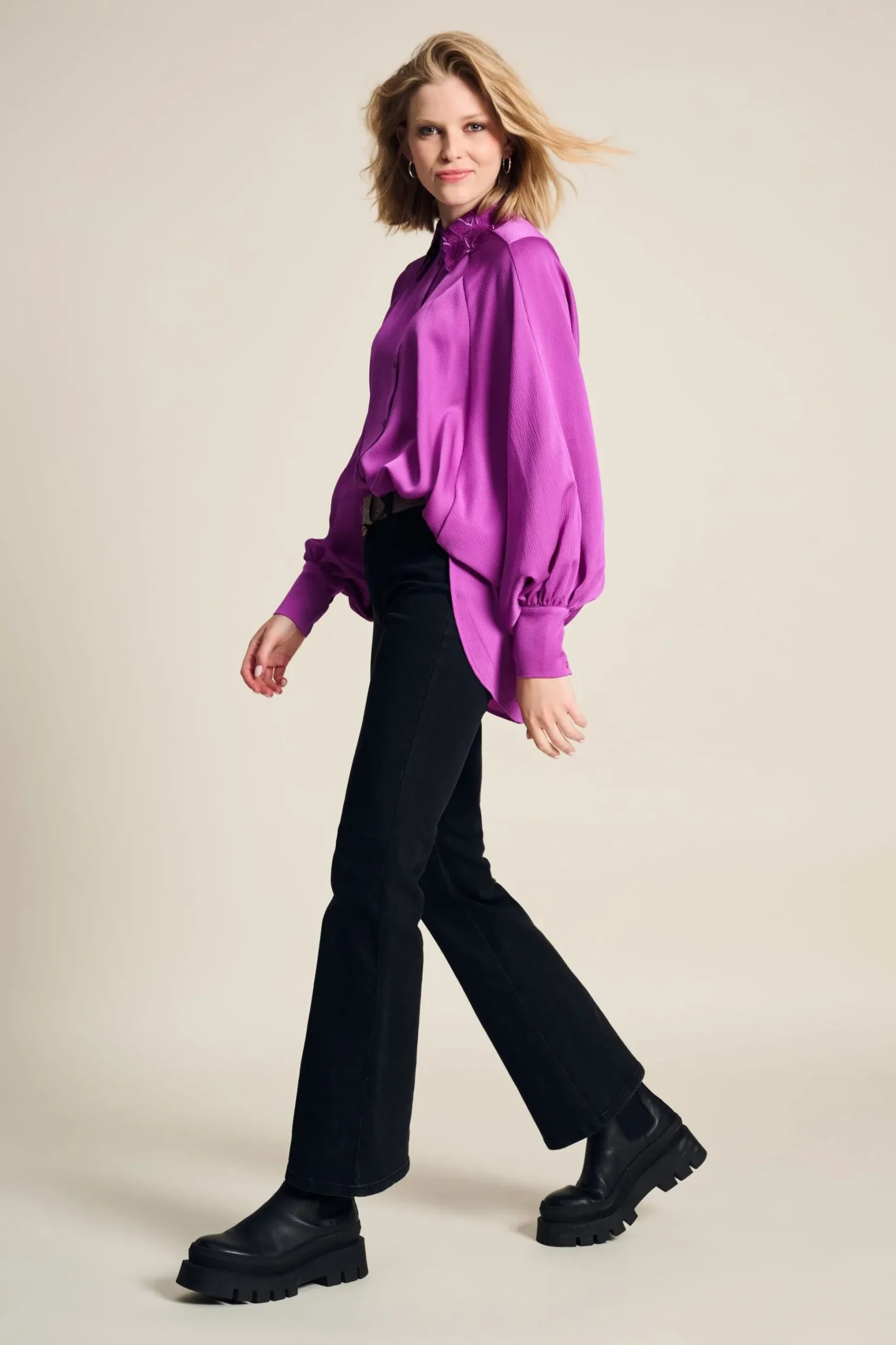 Blouses>POM Amsterdam BLOUSE Feathers Cactus Pink