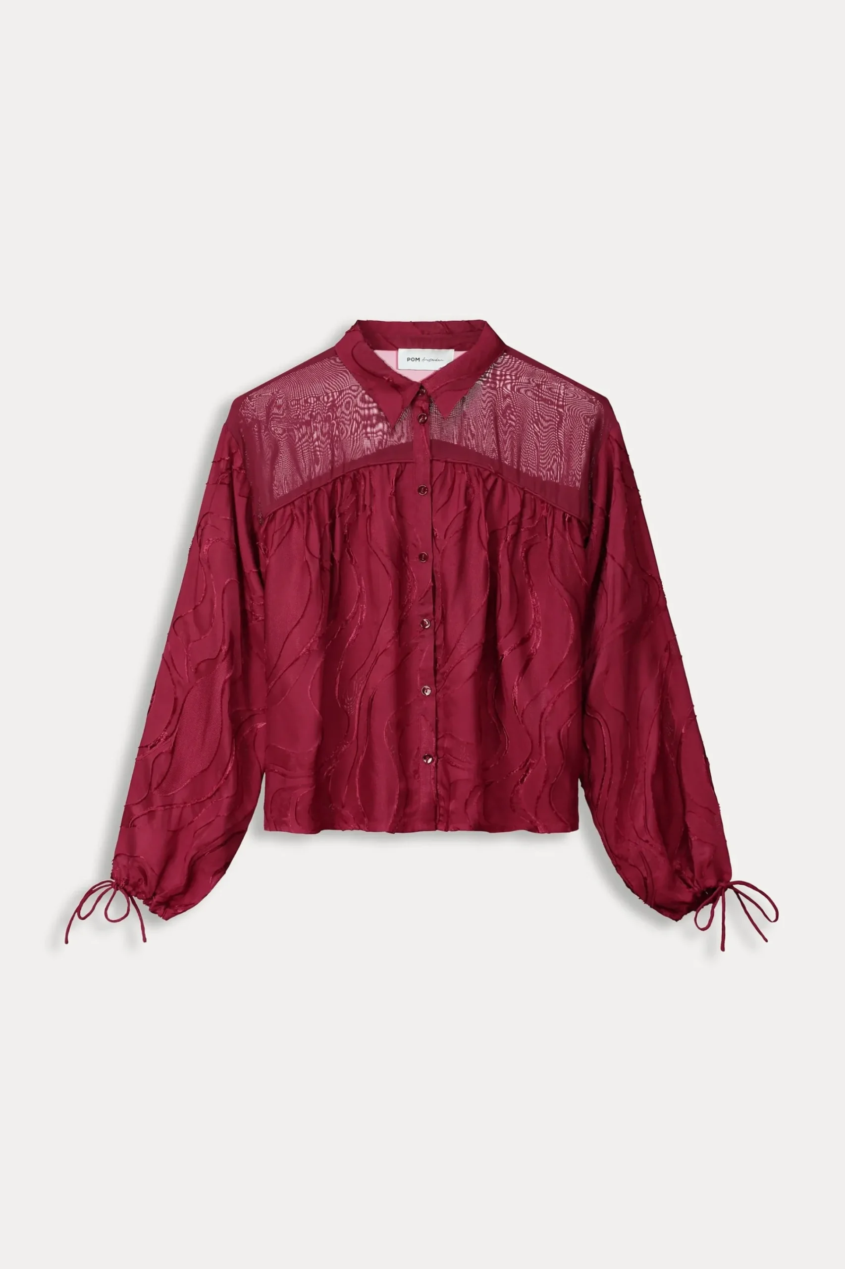 Blouses>POM Amsterdam BLOUSE Jacquard Burgundy Red