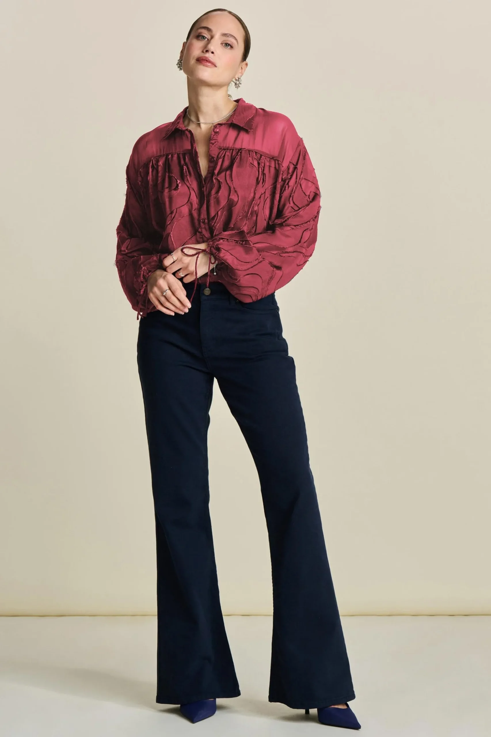 Blouses>POM Amsterdam BLOUSE Jacquard Burgundy Red