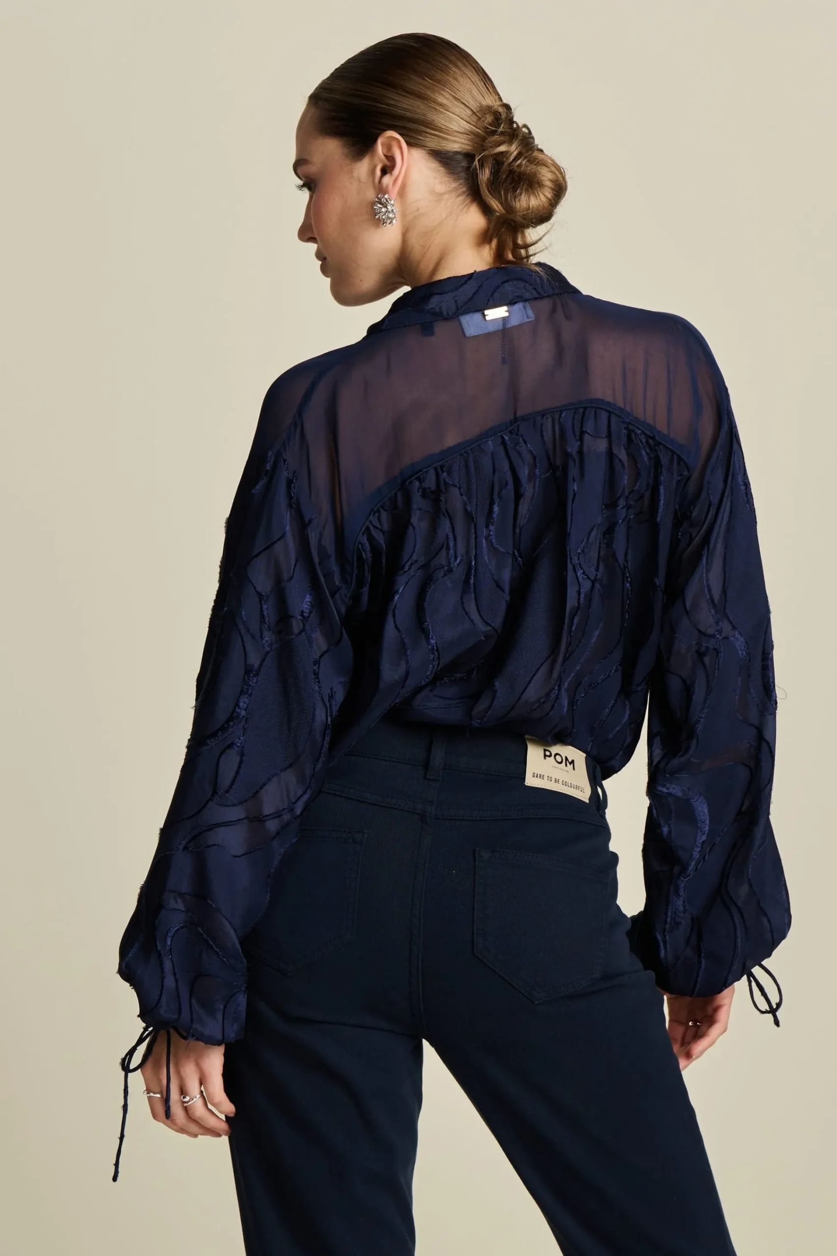 Blouses>POM Amsterdam BLOUSE Jacquard Midnight Blue
