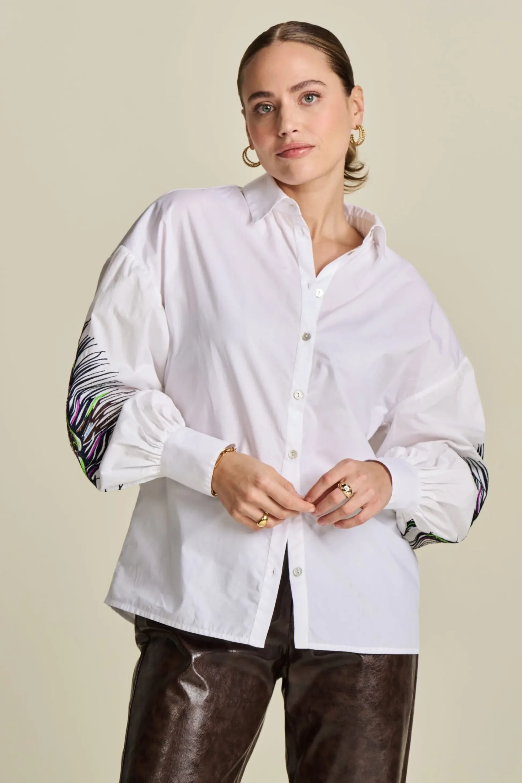 Blouses>POM Amsterdam BLOUSE Maxime Feather White
