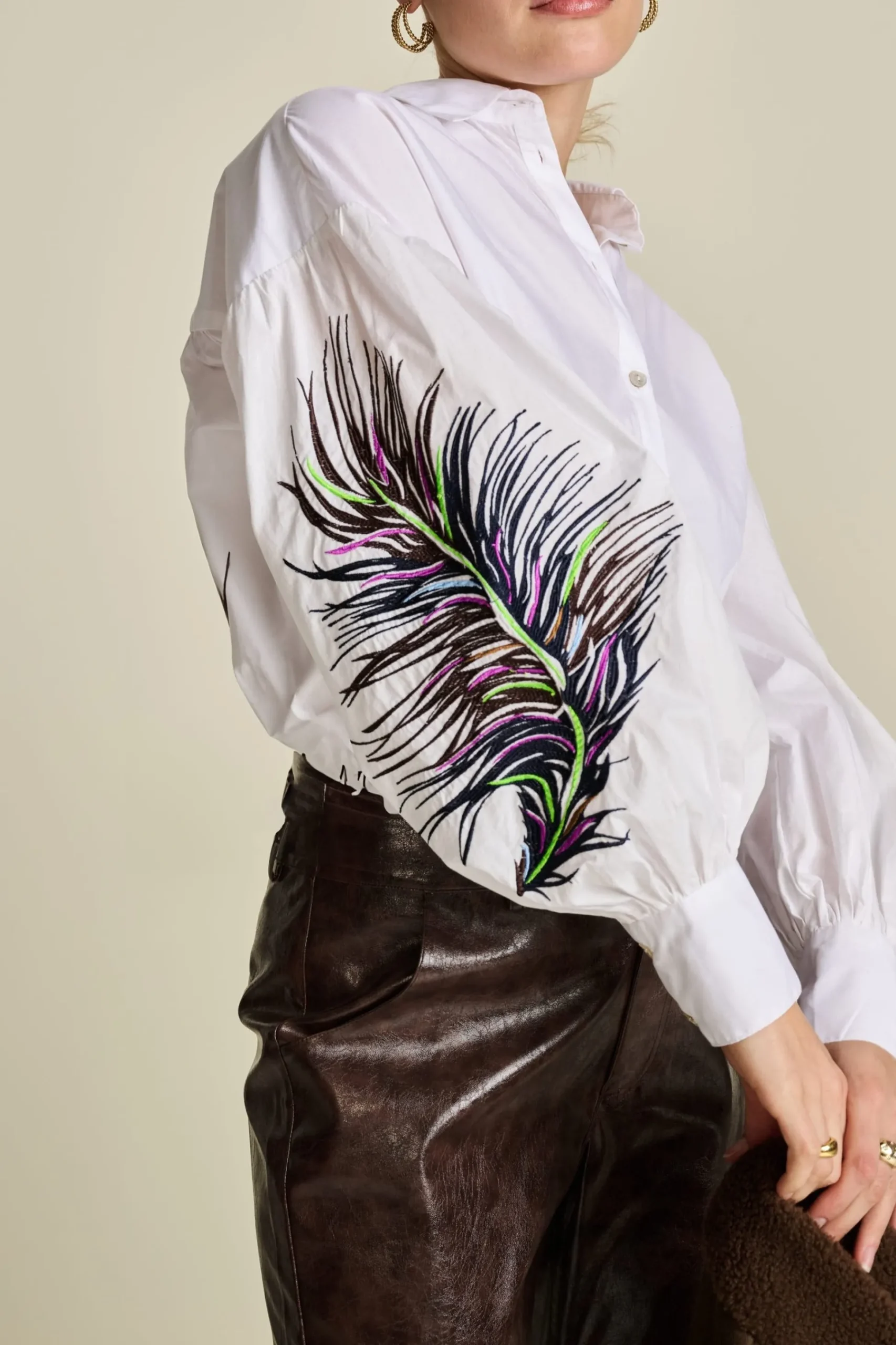 Blouses>POM Amsterdam BLOUSE Maxime Feather White