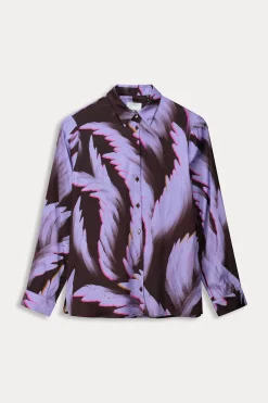 Blouses>POM Amsterdam BLOUSE Mila Satin Feathers Brown