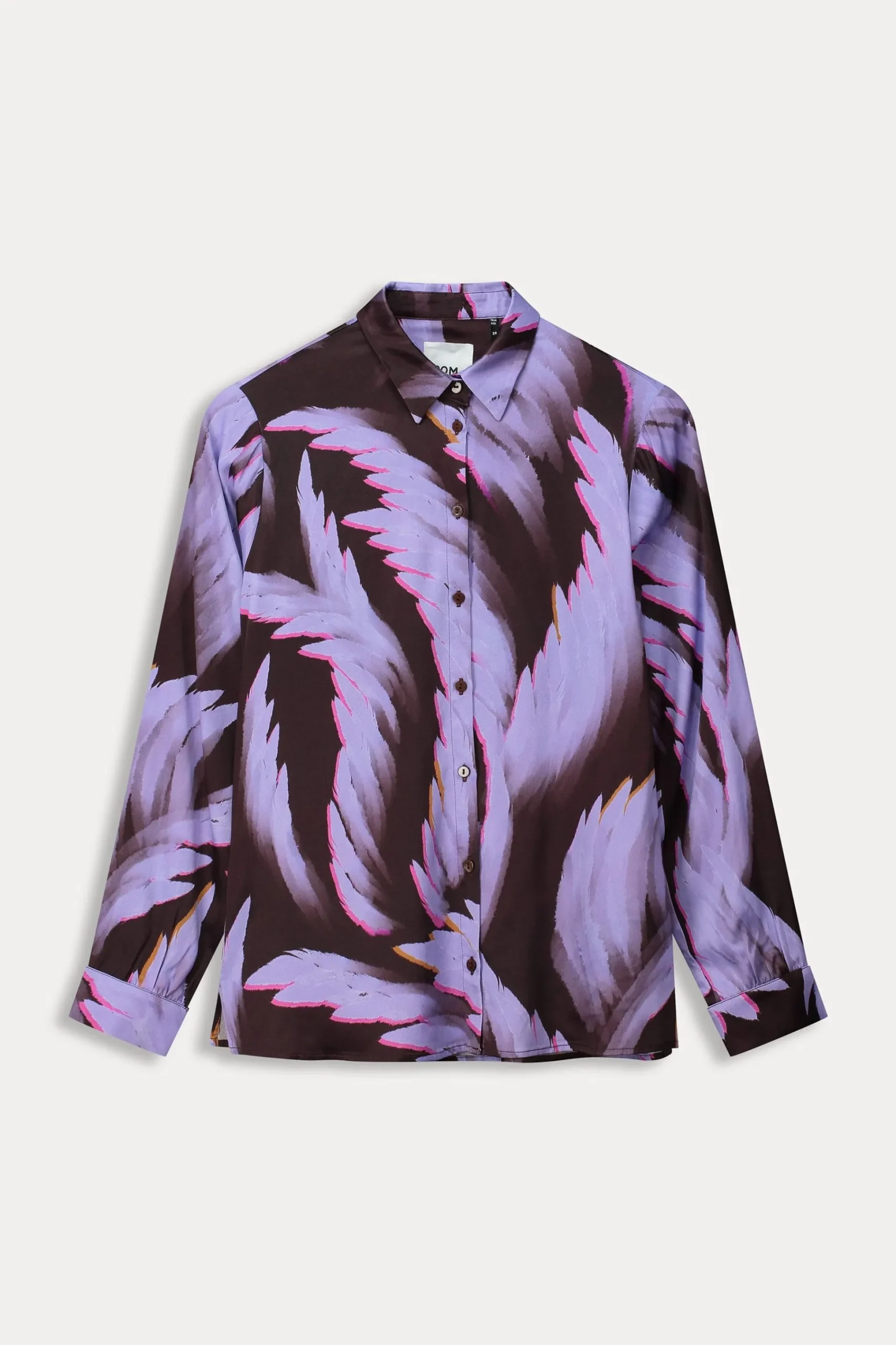 Blouses>POM Amsterdam BLOUSE Mila Satin Feathers Brown