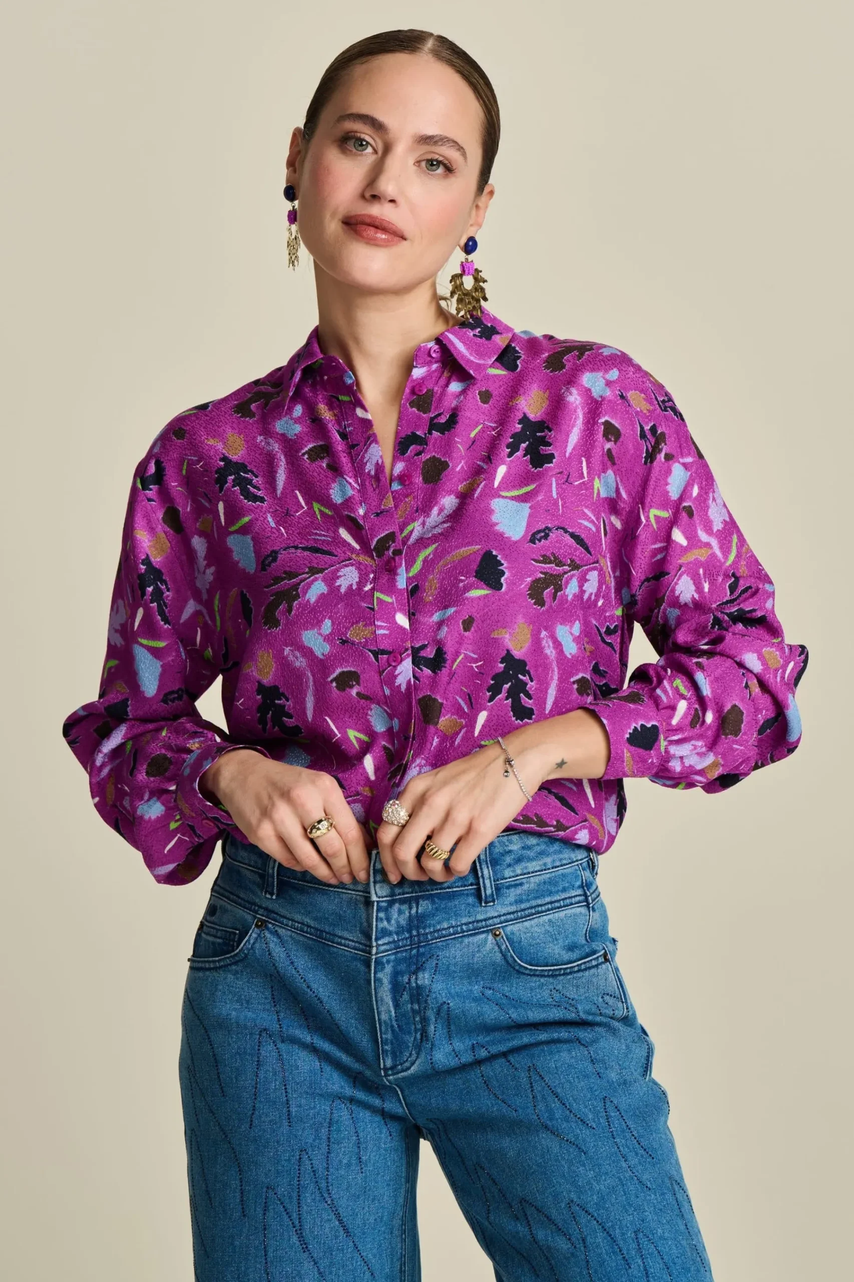 Blouses>POM Amsterdam BLOUSE Milly Featherfest Cactus Pink