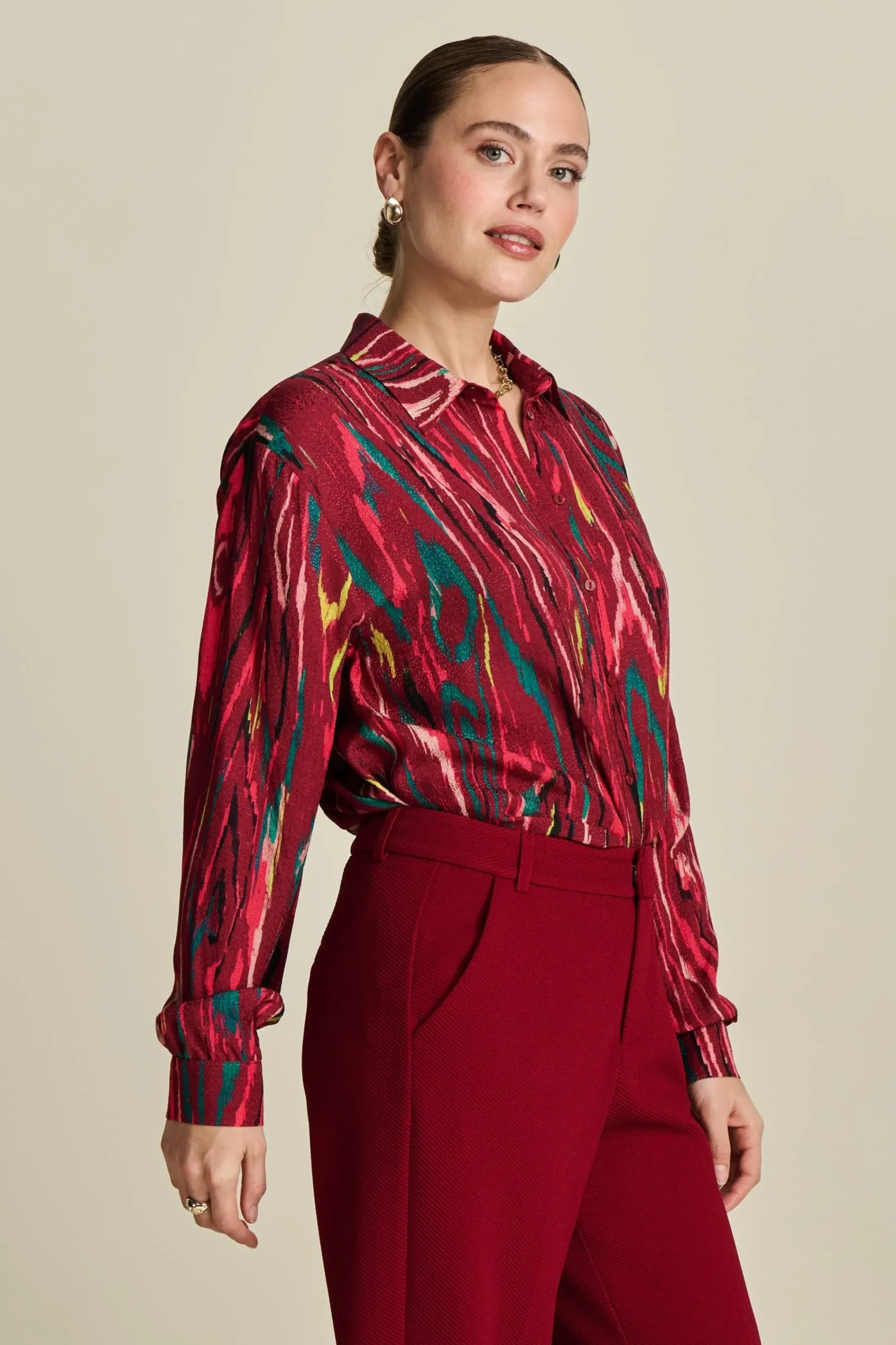 Blouses>POM Amsterdam BLOUSE Milly Woody Burgundy Red