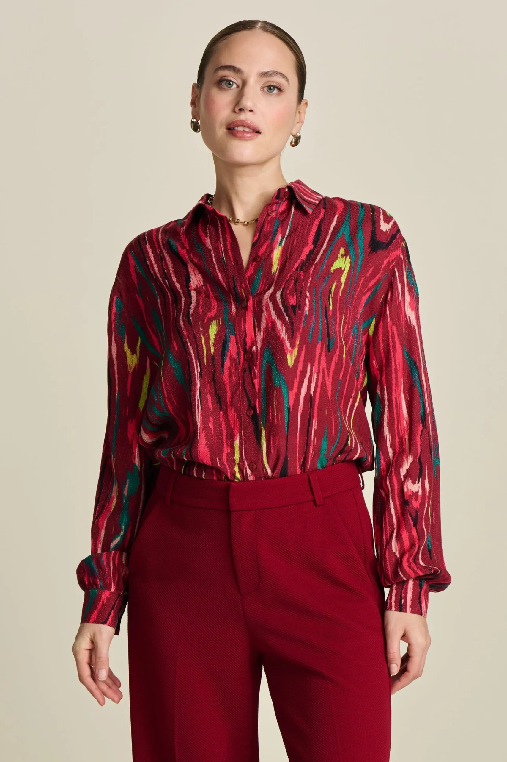 Blouses>POM Amsterdam BLOUSE Milly Woody Burgundy Red