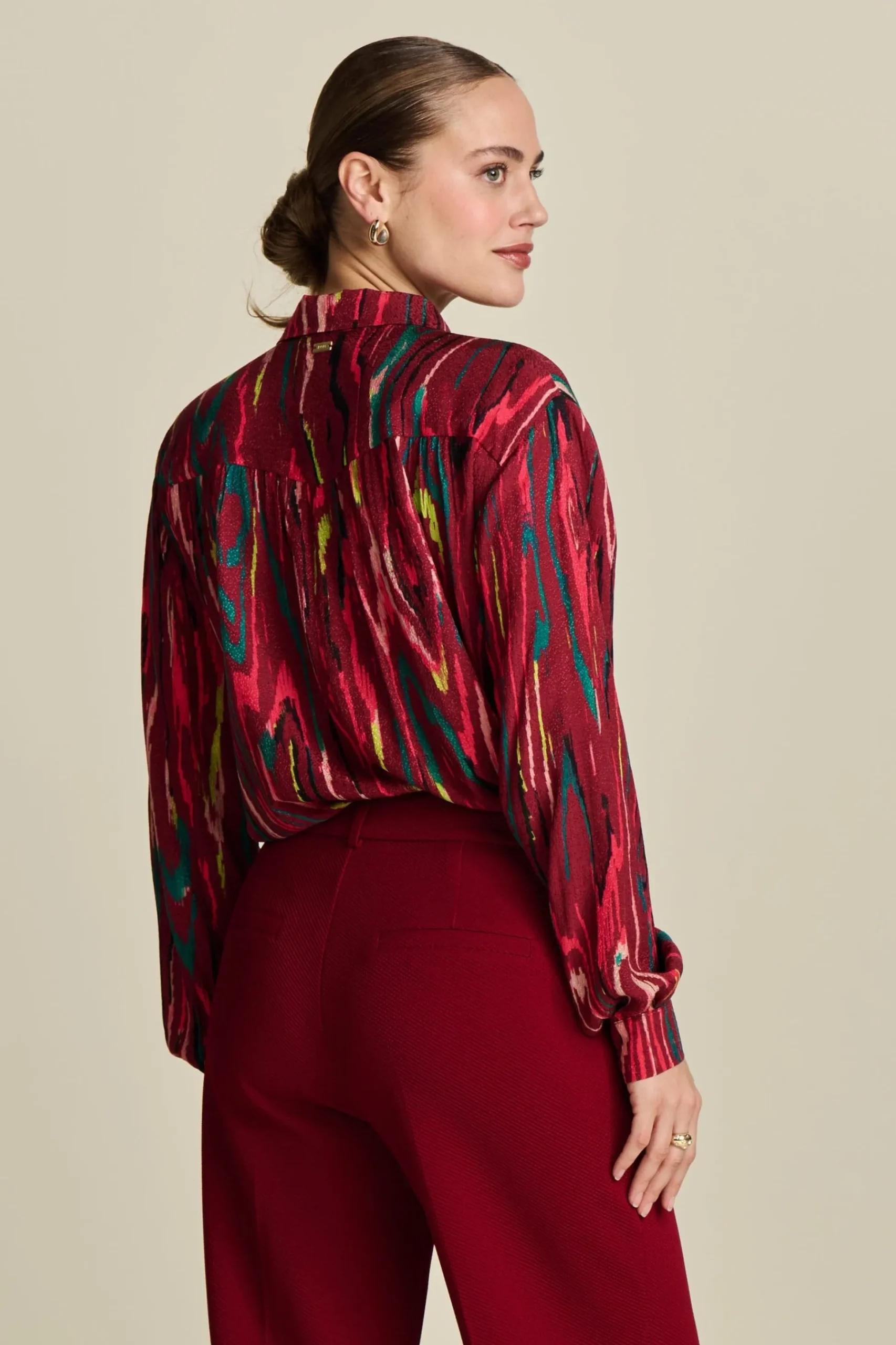 Blouses>POM Amsterdam BLOUSE Milly Woody Burgundy Red