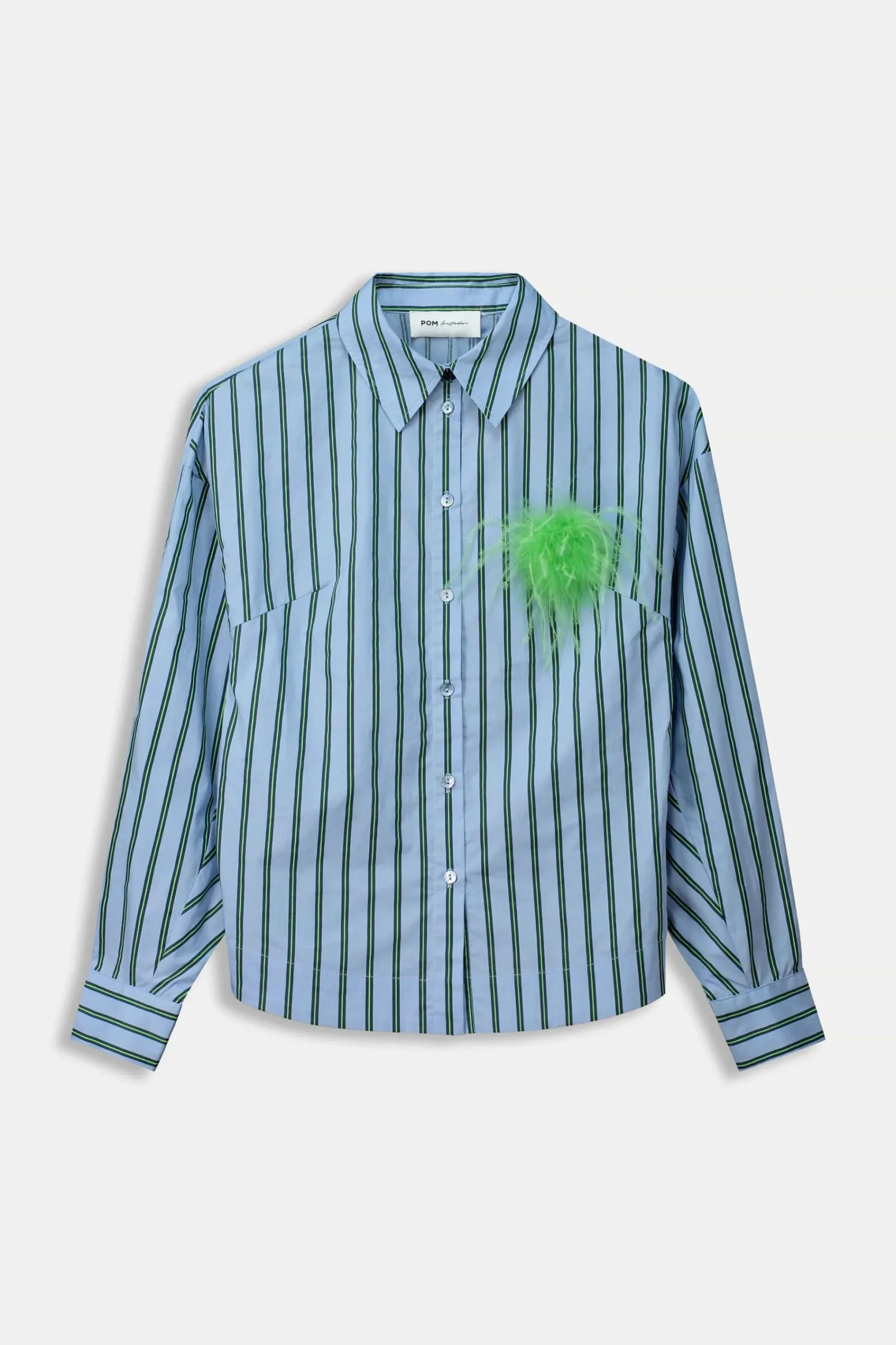 Blouses>POM Amsterdam BLOUSE Striped Poplin Cloudy Blue