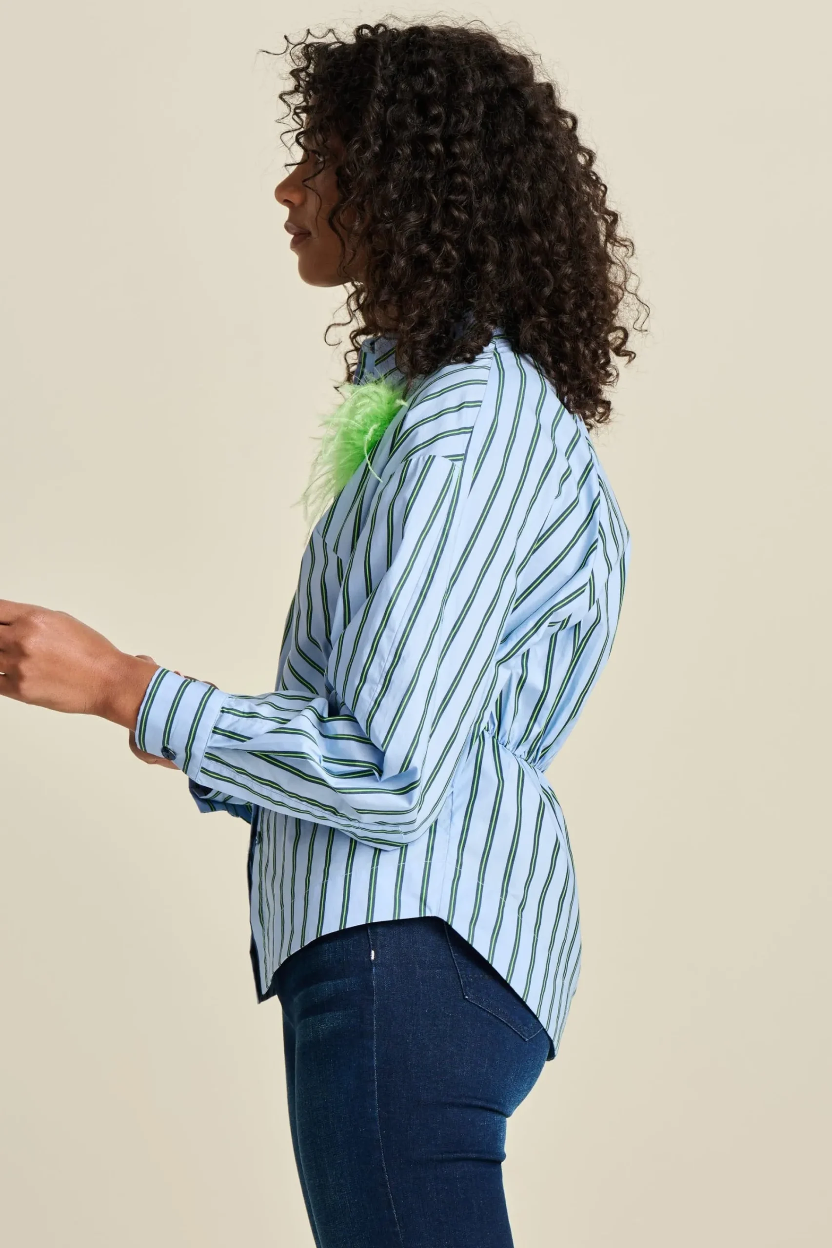 Blouses>POM Amsterdam BLOUSE Striped Poplin Cloudy Blue