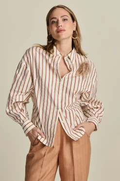 Blouses>POM Amsterdam BLOUSE Striped Poplin White