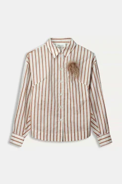 Blouses>POM Amsterdam BLOUSE Striped Poplin White