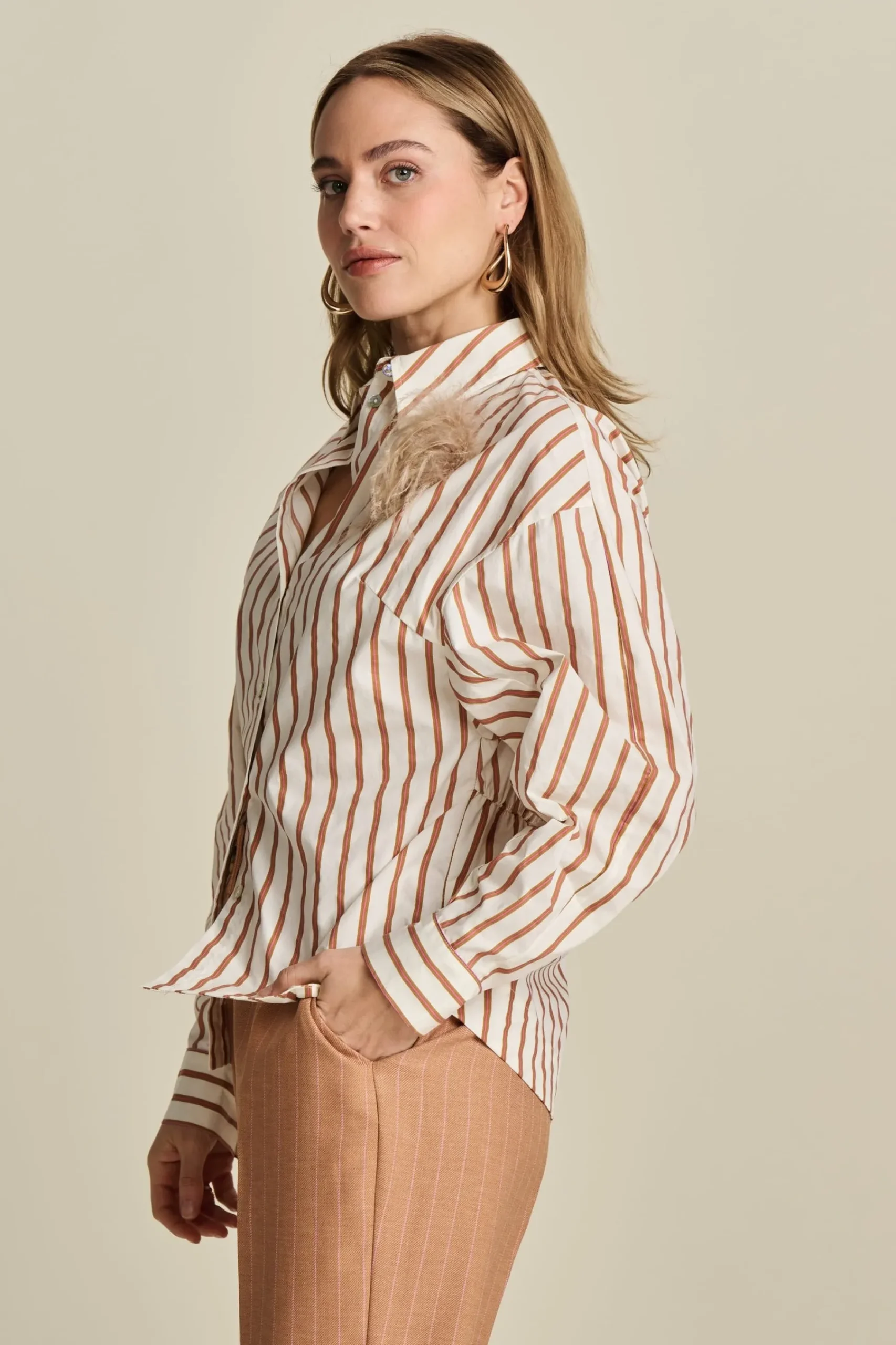 Blouses>POM Amsterdam BLOUSE Striped Poplin White