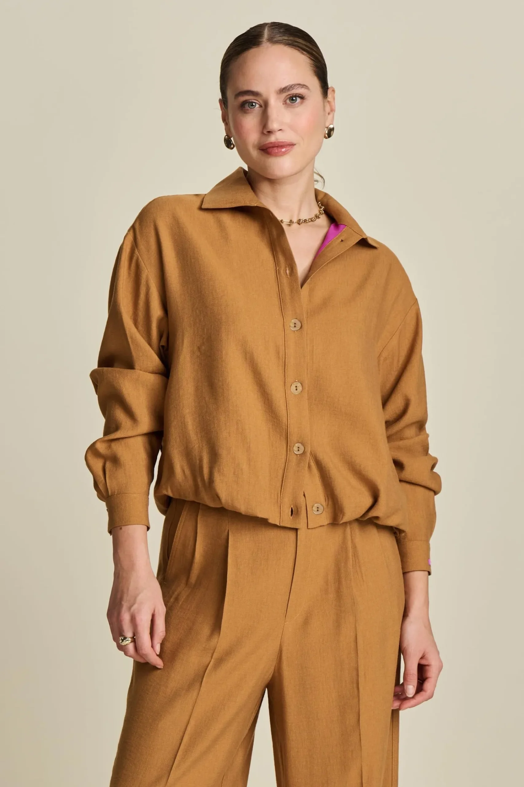 Co-Ords|Blouses>POM Amsterdam BLOUSE Sugar Brown