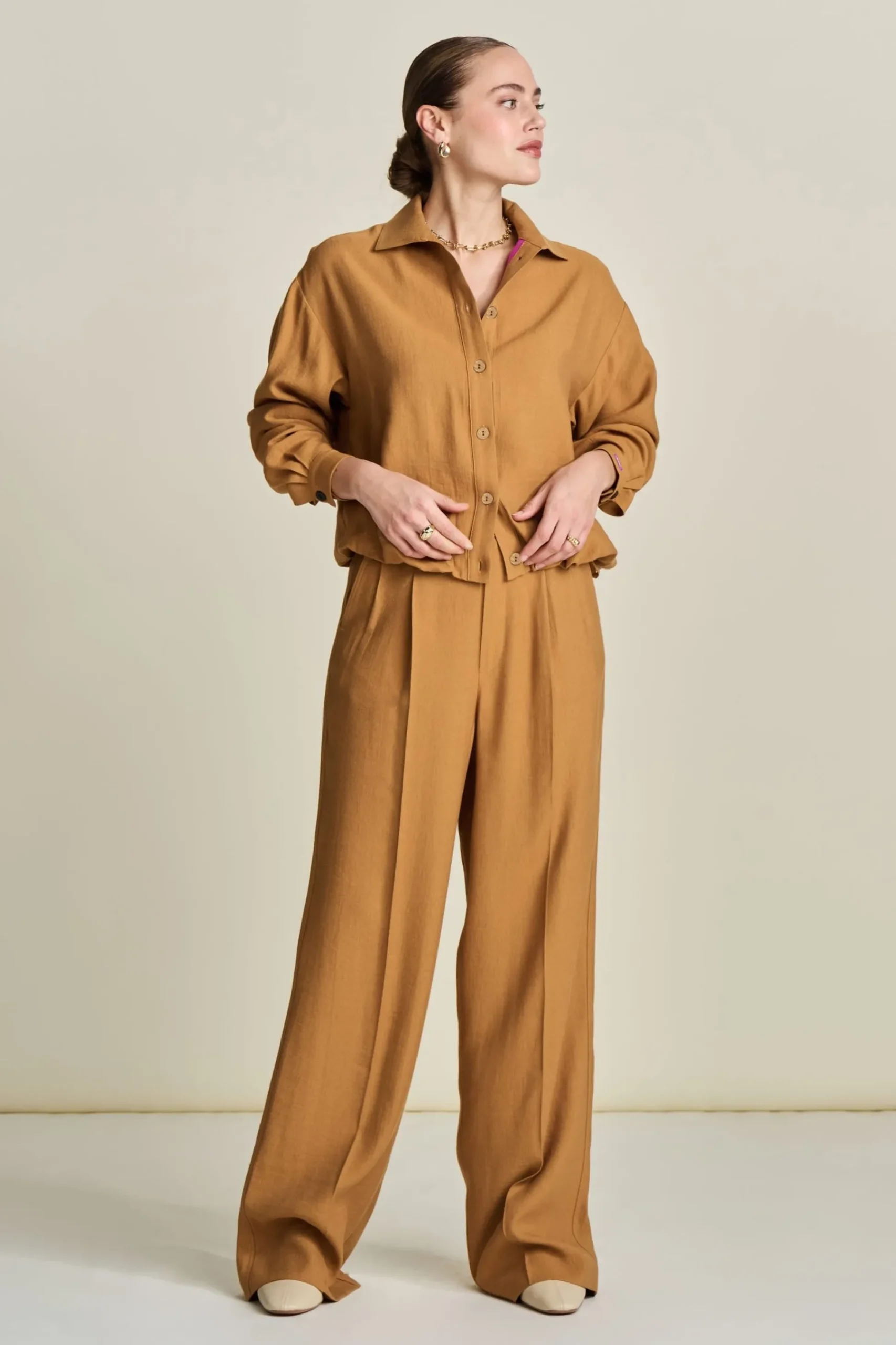Co-Ords|Blouses>POM Amsterdam BLOUSE Sugar Brown