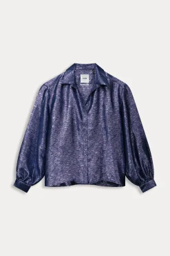 Blouses>POM Amsterdam BLOUSE Violet Festive Blue