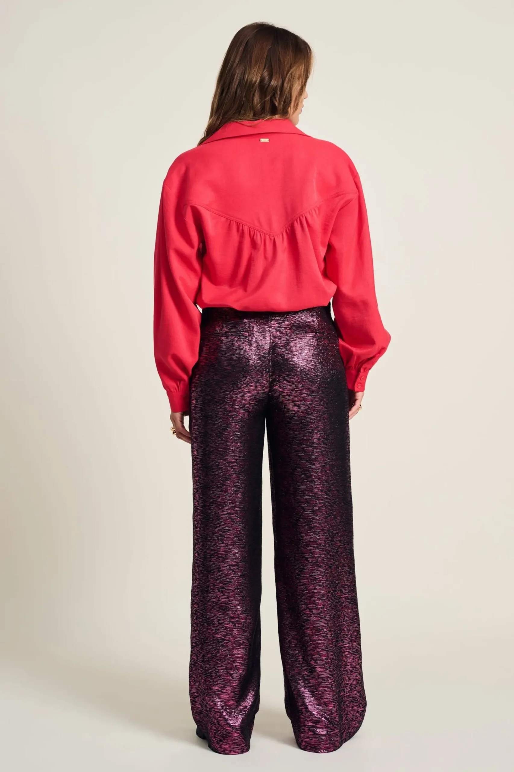 Blouses>POM Amsterdam BLOUSE Violet Shimmer Vibrant Pink