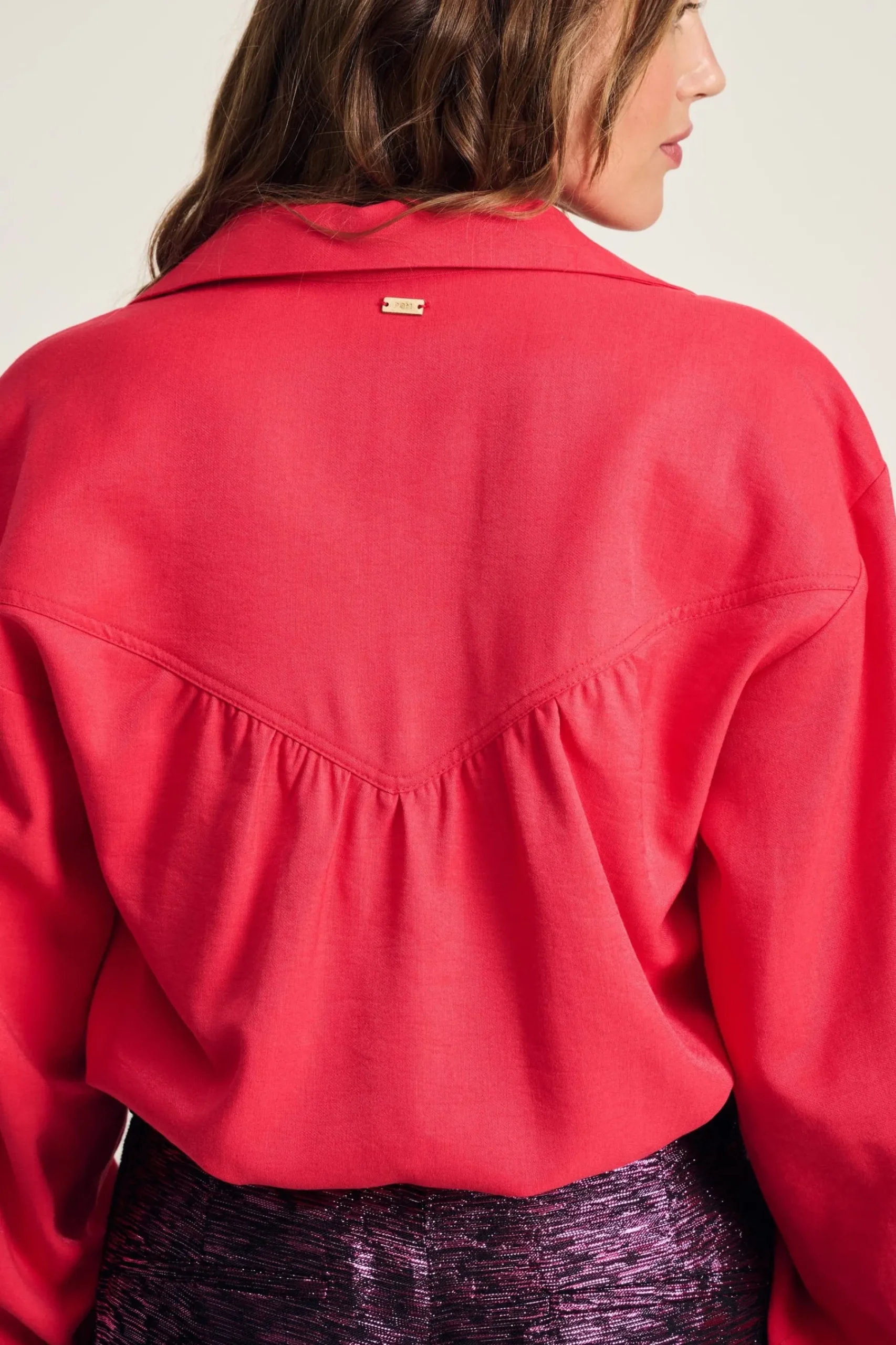 Blouses>POM Amsterdam BLOUSE Violet Shimmer Vibrant Pink