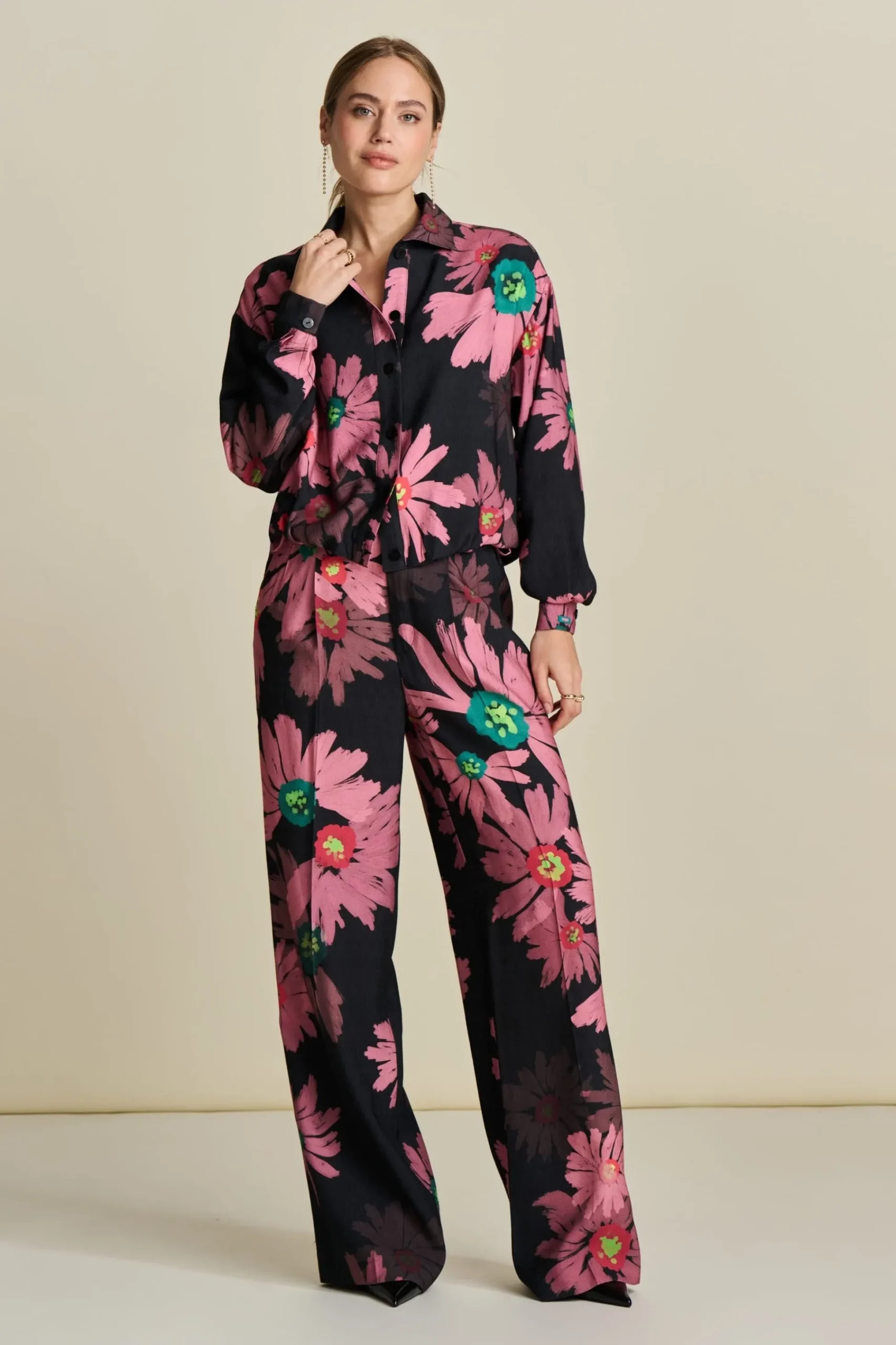 Co-Ords|Broeken>POM Amsterdam BROEK Big Blooming Pink