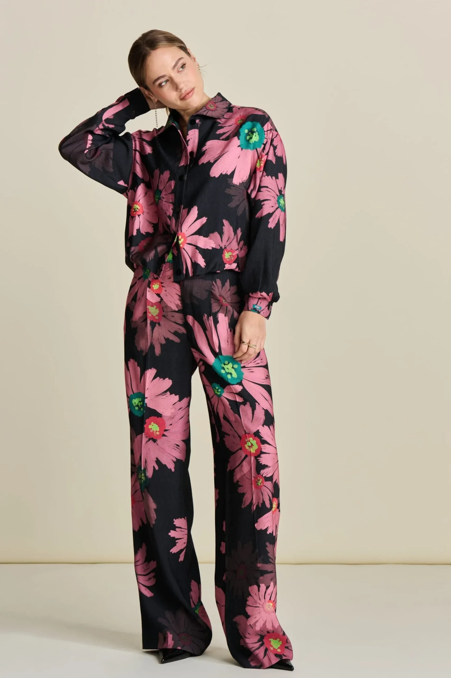 Co-Ords|Broeken>POM Amsterdam BROEK Big Blooming Pink