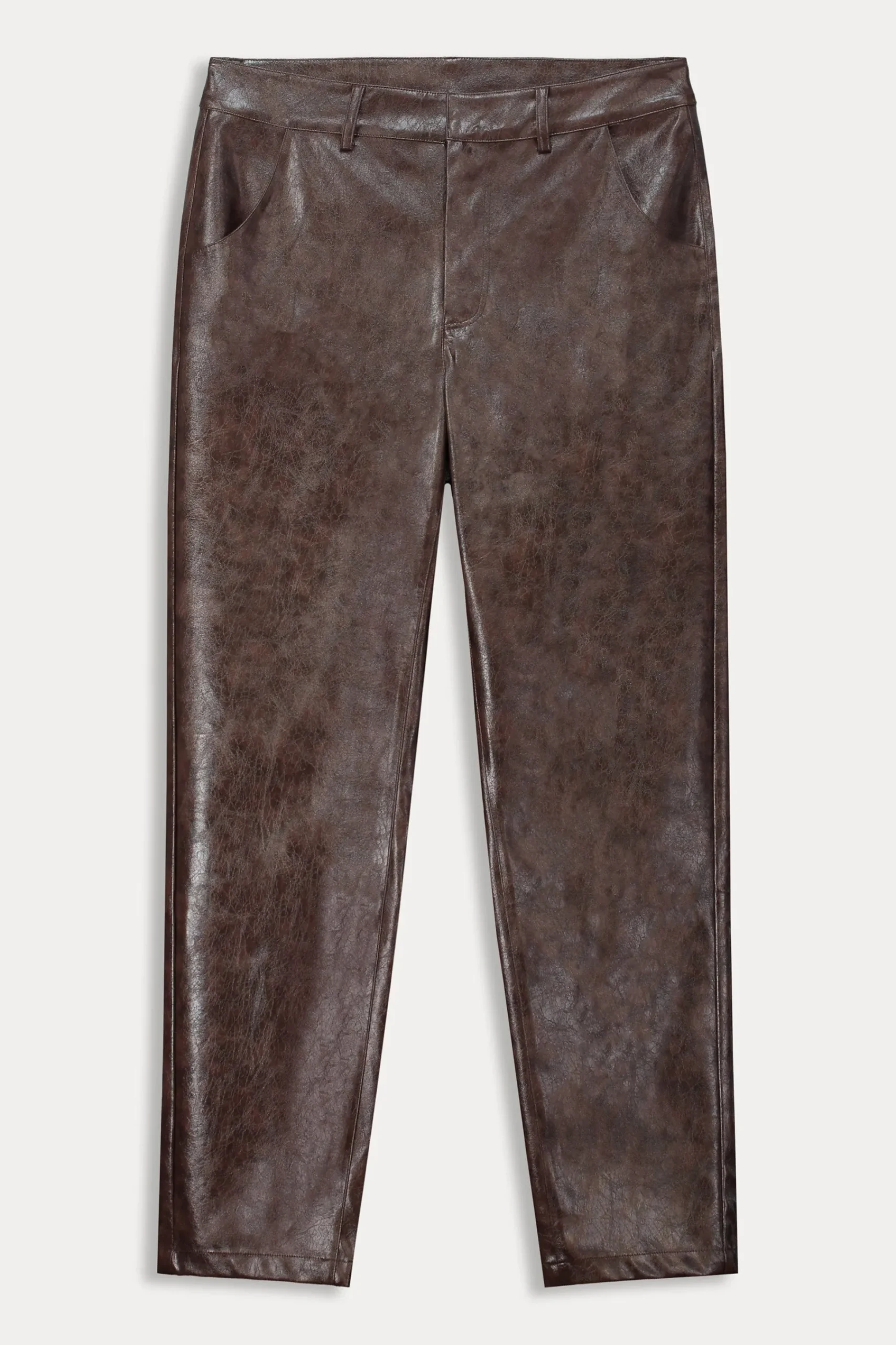 Broeken>POM Amsterdam BROEK Faux Leather Brown