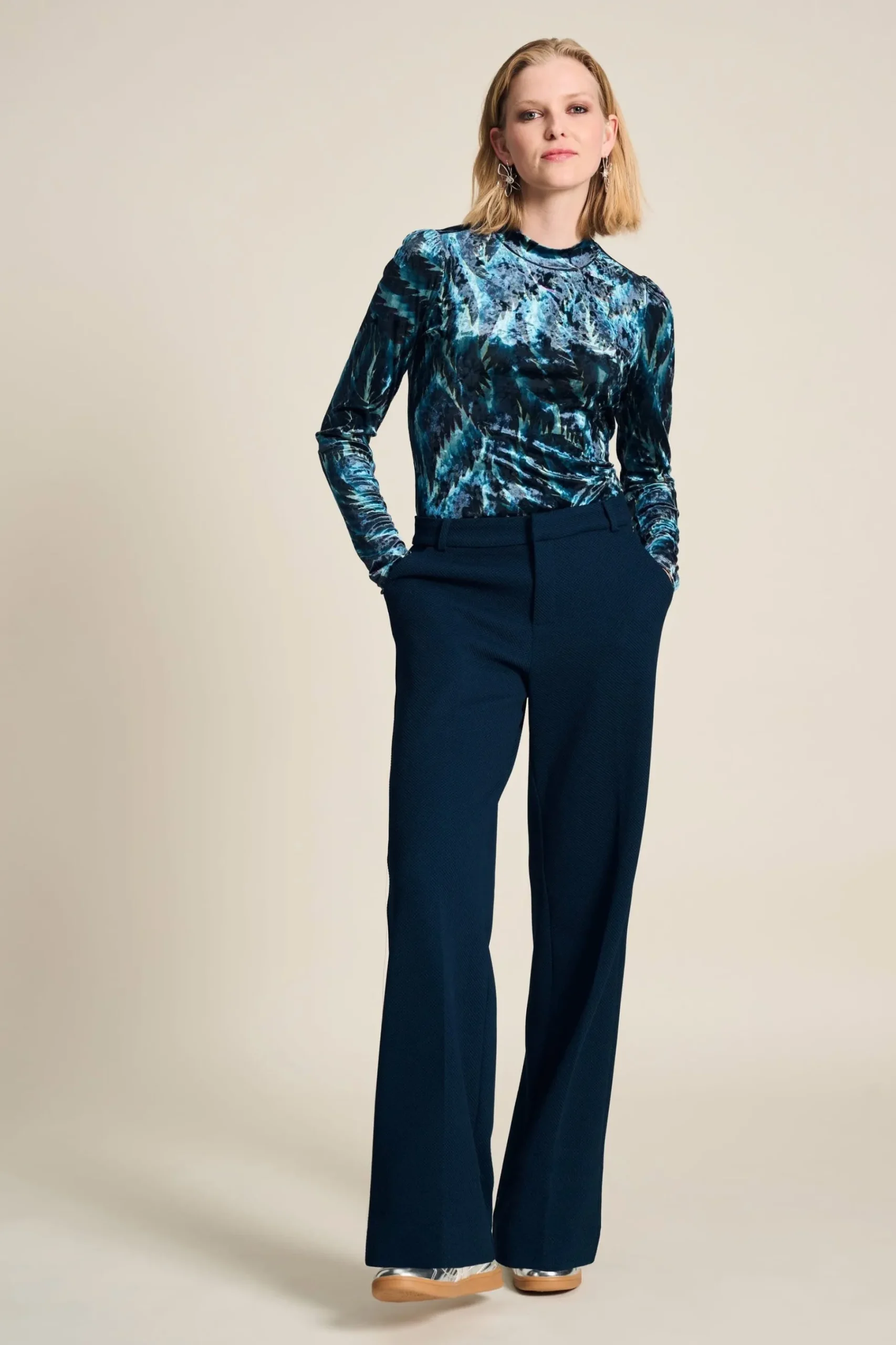 Co-Ords|Suits>POM Amsterdam BROEK Lara Eternal Blue