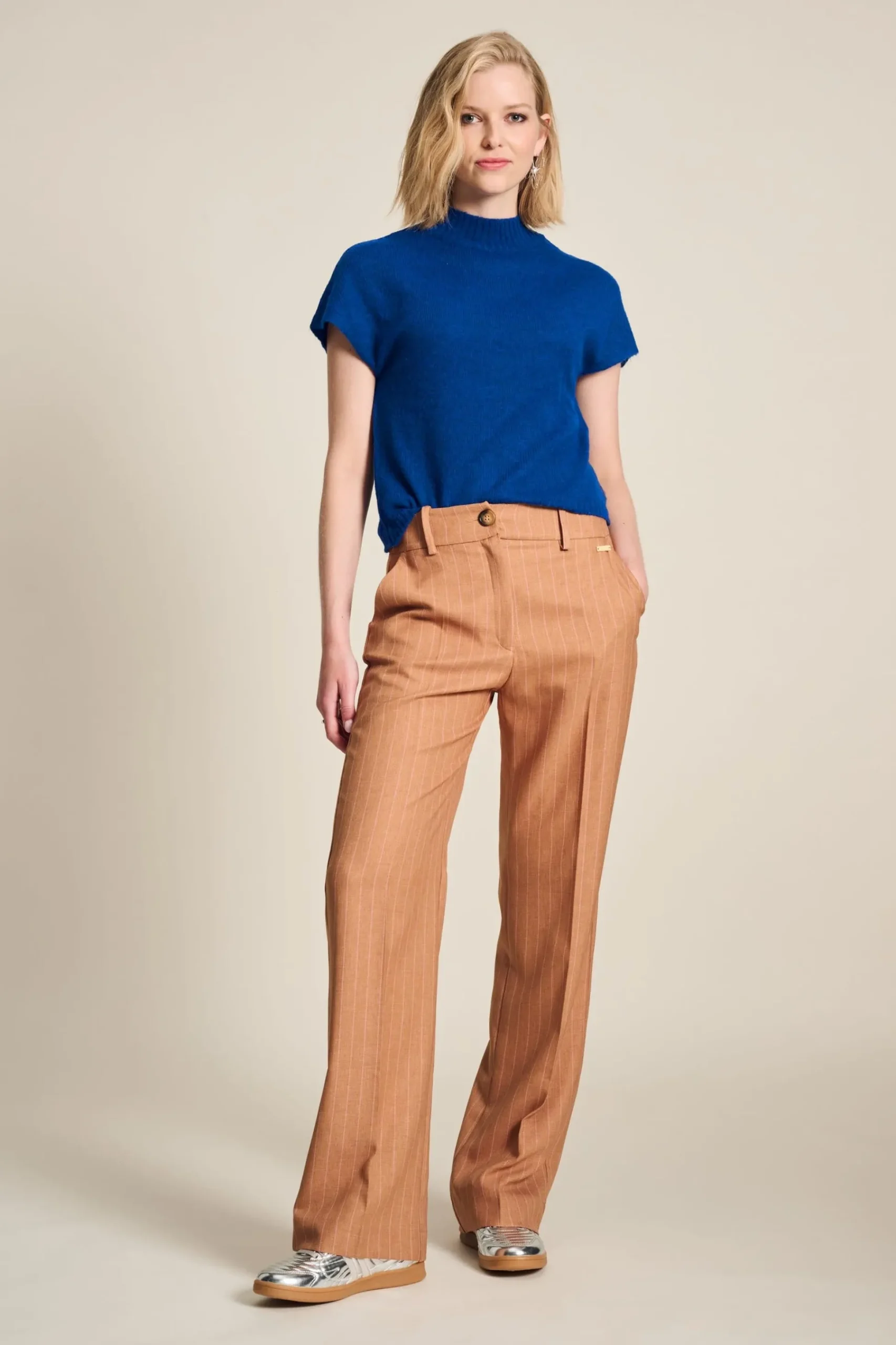 Co-Ords|Suits>POM Amsterdam BROEK Striped Sugar Brown