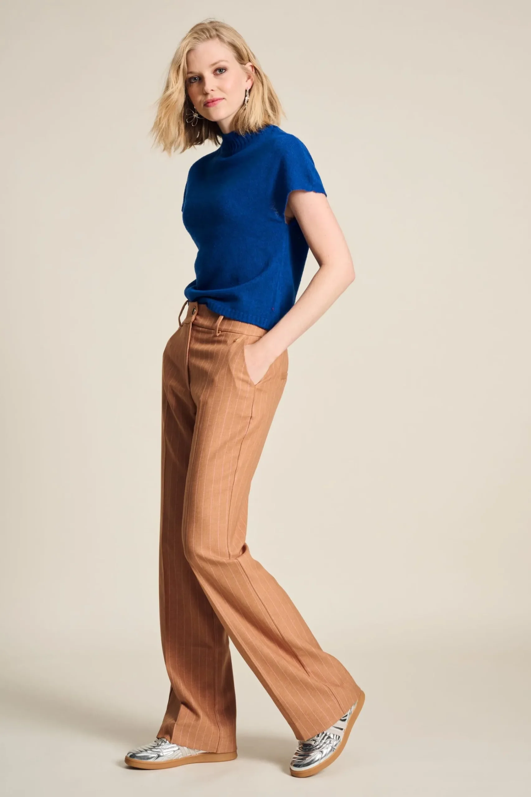 Co-Ords|Suits>POM Amsterdam BROEK Striped Sugar Brown