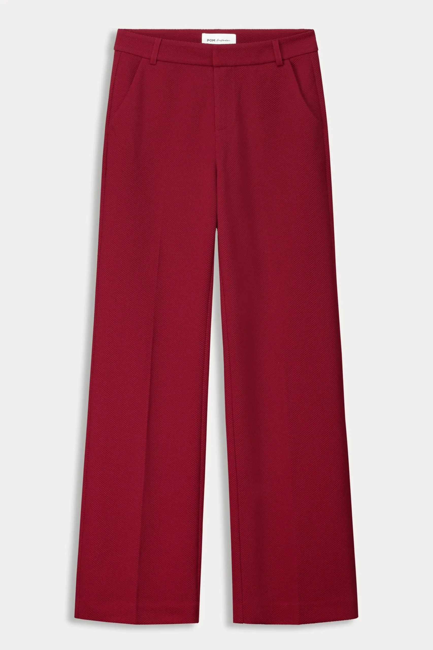 Co-Ords|Suits>POM Amsterdam BROEK Wide Leg Burgundy Red