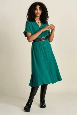 Jurken>POM Amsterdam DRESS Lynn Pacific Green