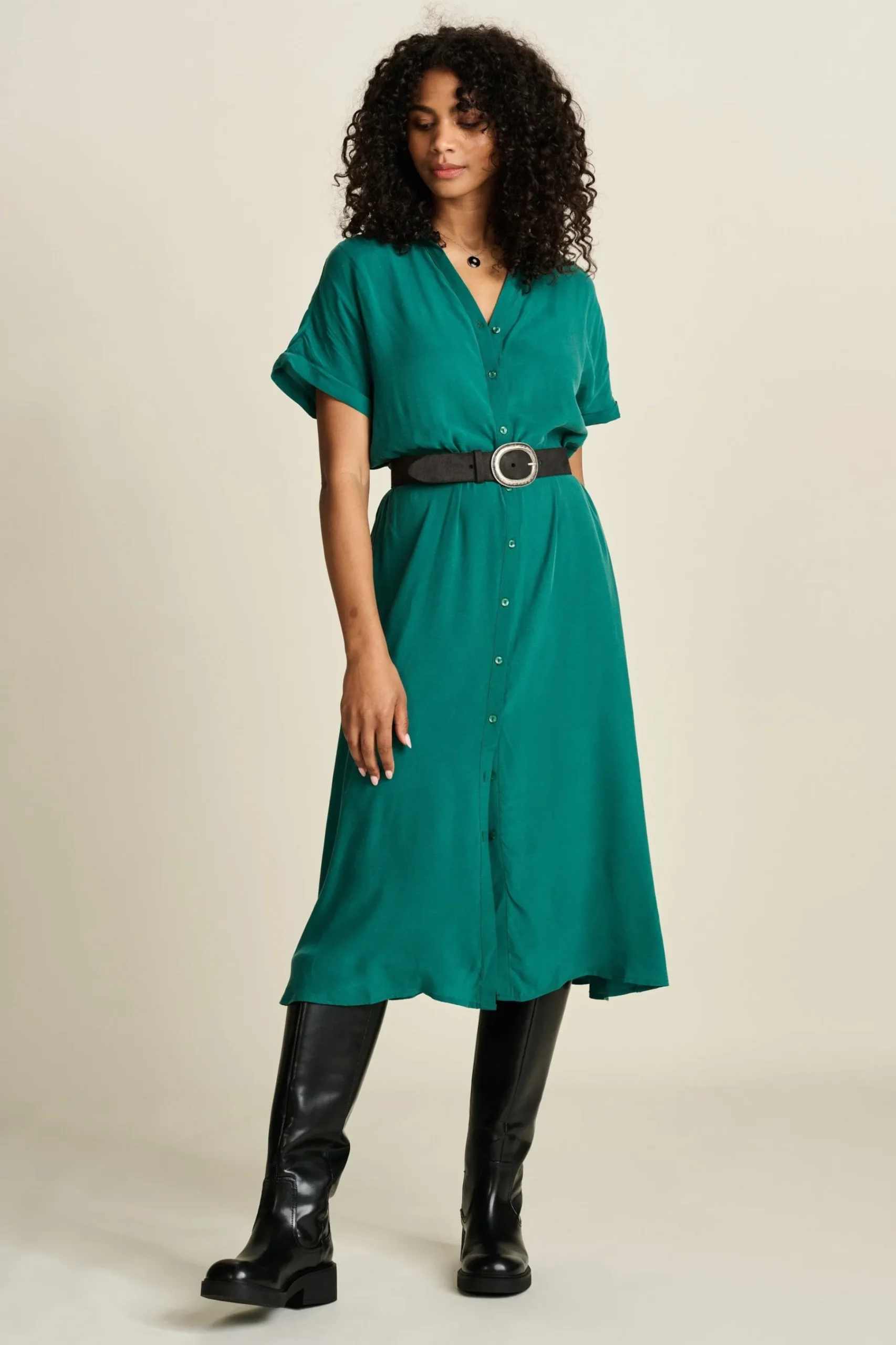 Jurken>POM Amsterdam DRESS Lynn Pacific Green