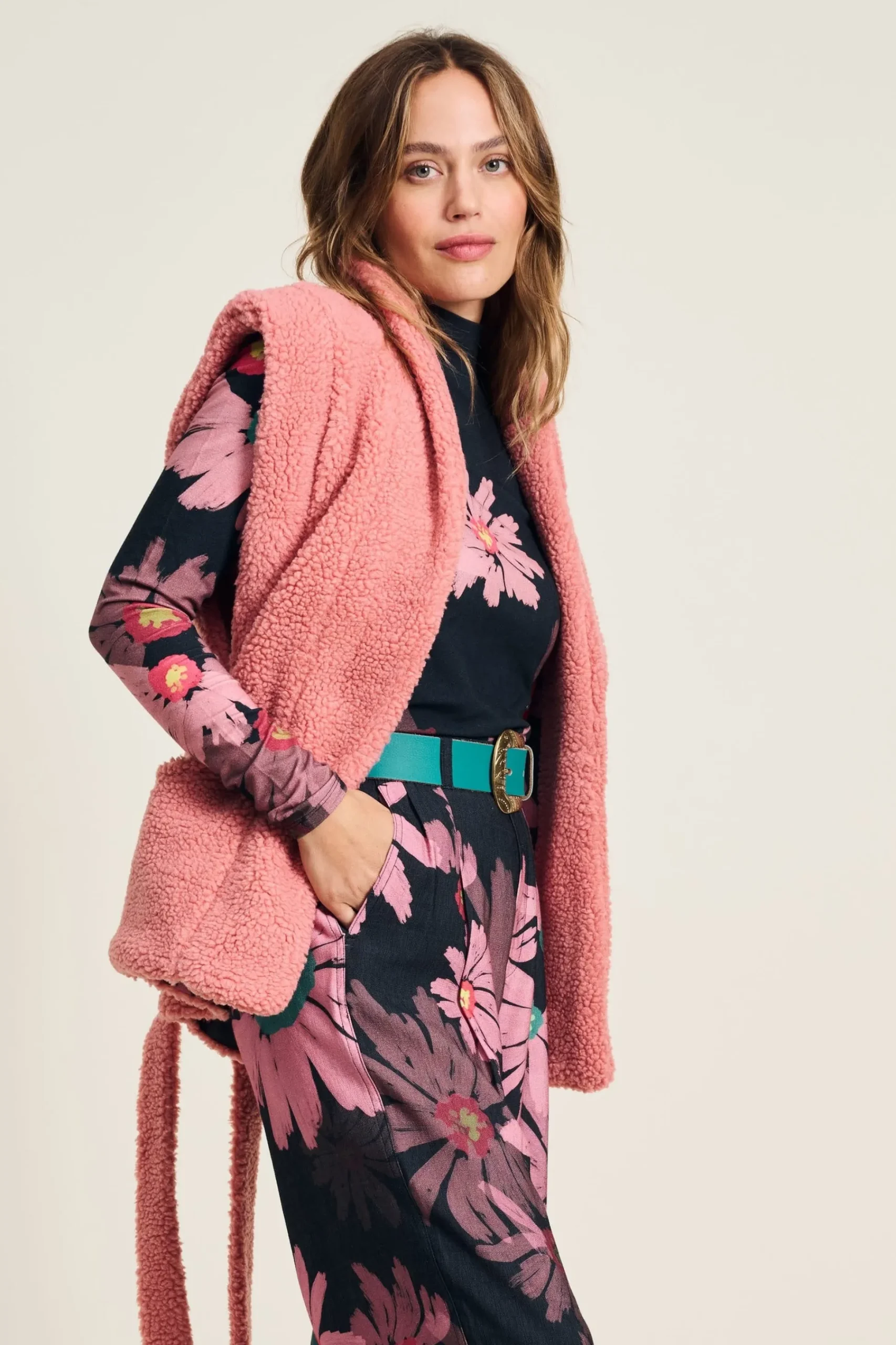 Jassen & Blazers|Gilets>POM Amsterdam GILET Teddy Dusty Pink
