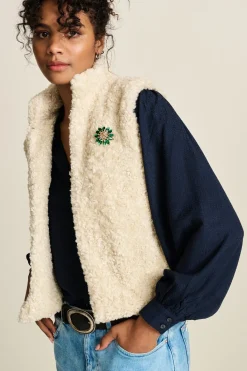 Gilets|Jassen & Blazers>POM Amsterdam GILET Teddy Love Ecru