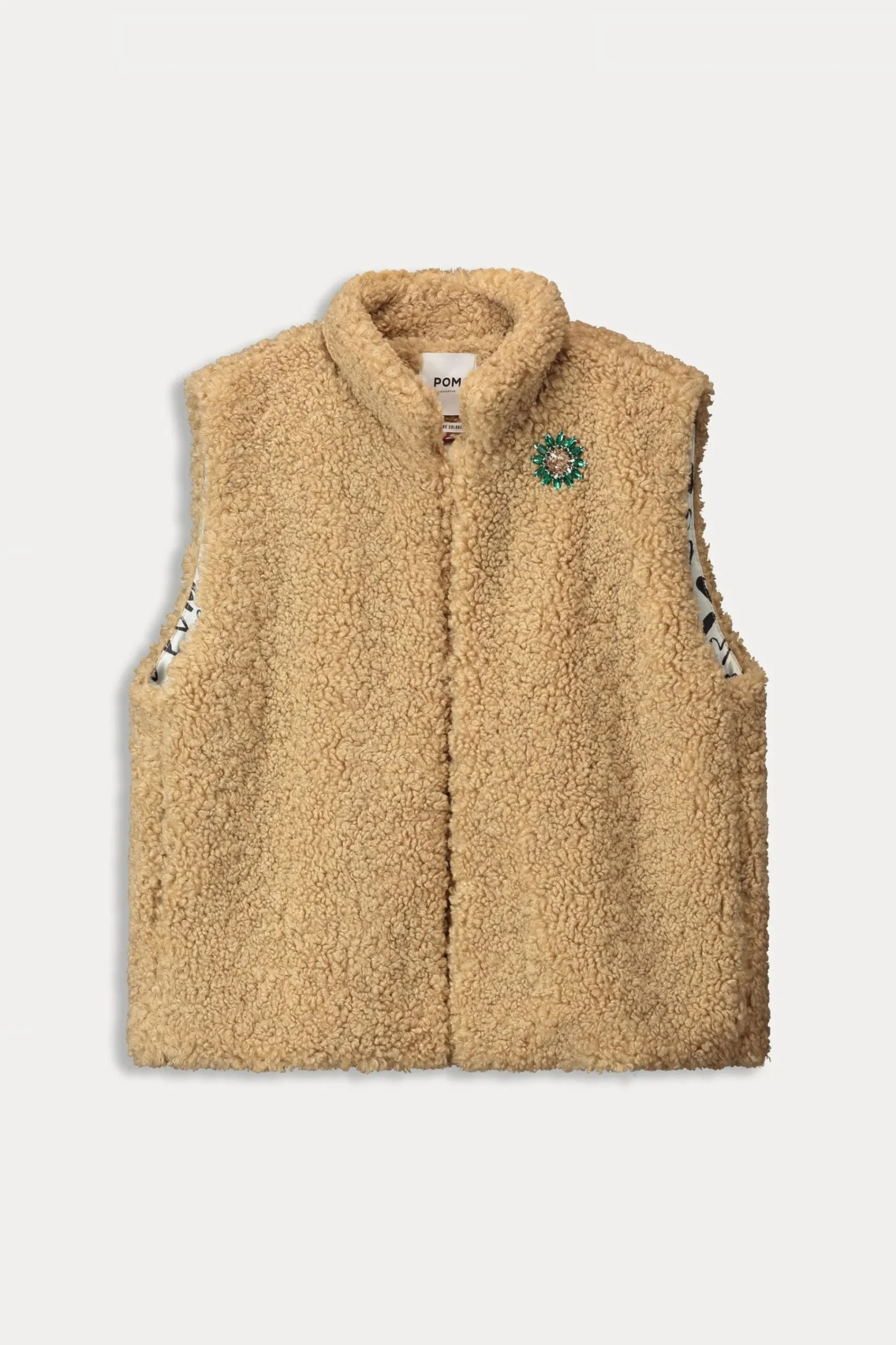Gilets|Jassen & Blazers>POM Amsterdam GILET Teddy Love Vintage Brown