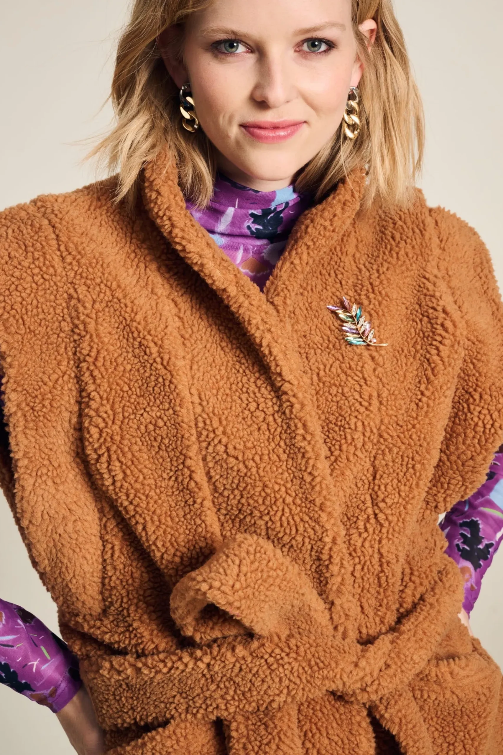 Gilets|Jassen & Blazers>POM Amsterdam GILET Teddy Sugar Brown