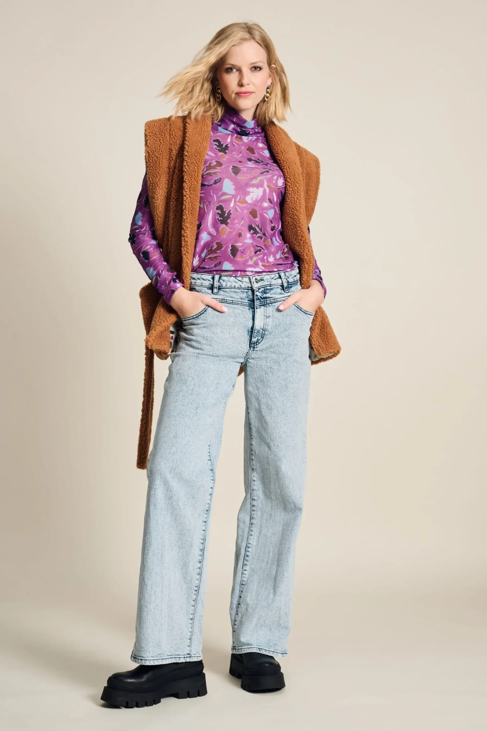 Gilets|Jassen & Blazers>POM Amsterdam GILET Teddy Sugar Brown