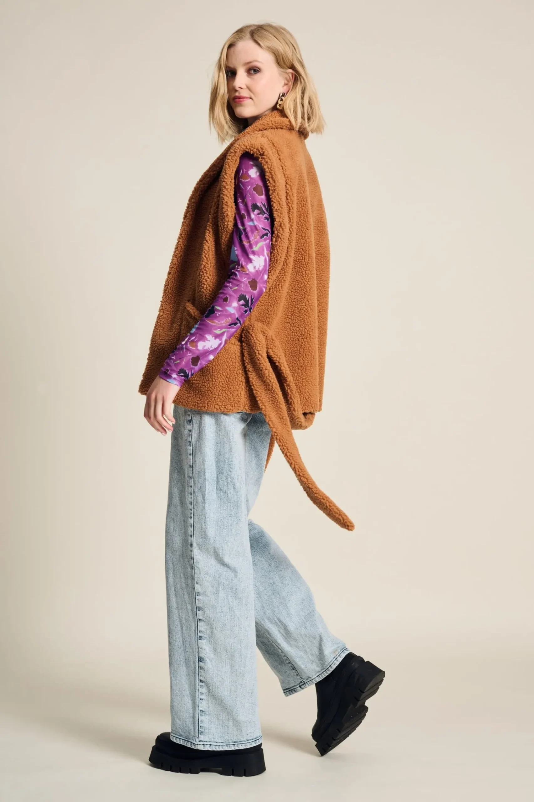 Gilets|Jassen & Blazers>POM Amsterdam GILET Teddy Sugar Brown