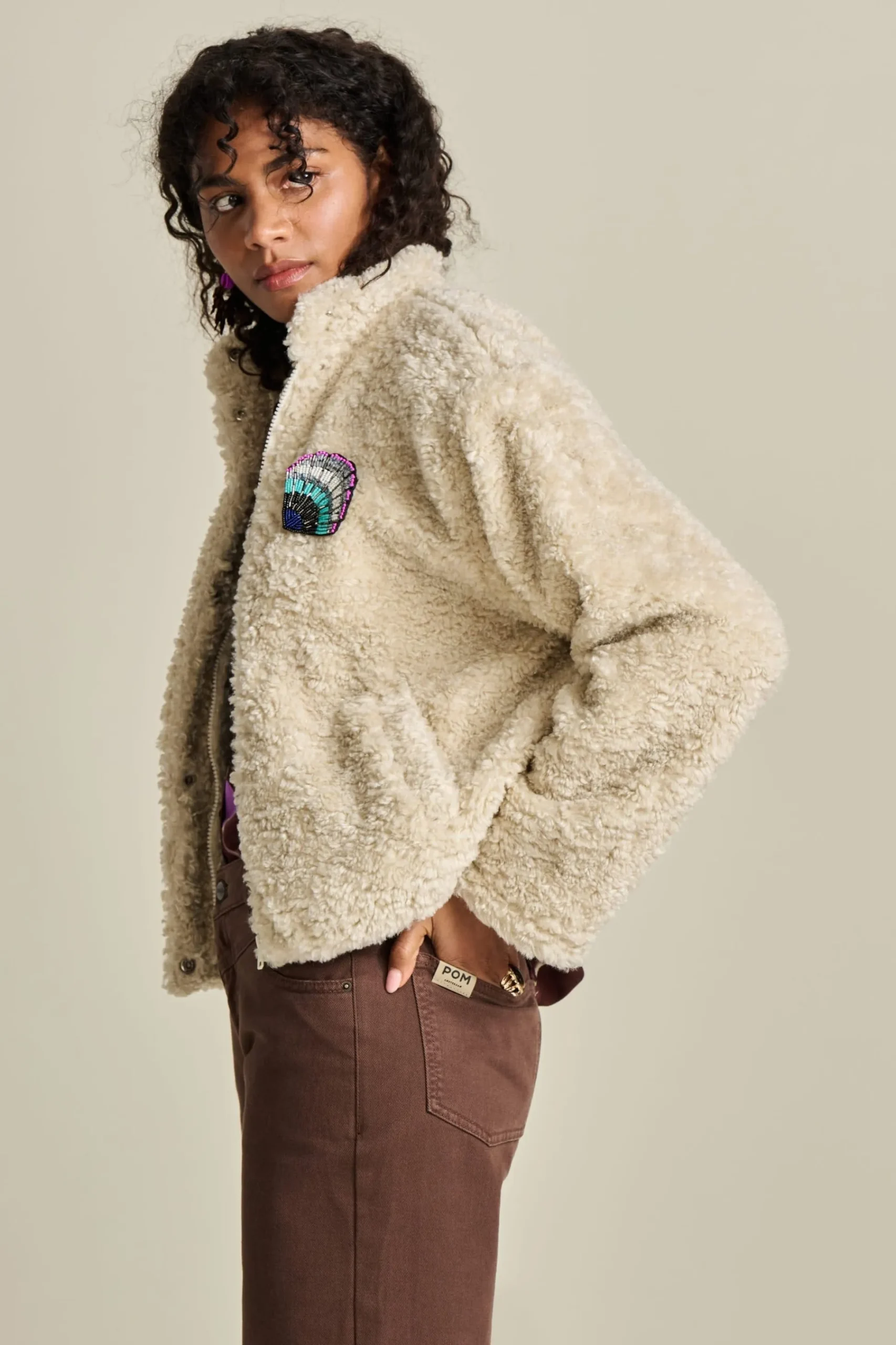 Jassen & Blazers>POM Amsterdam JACKET Teddy Ecru